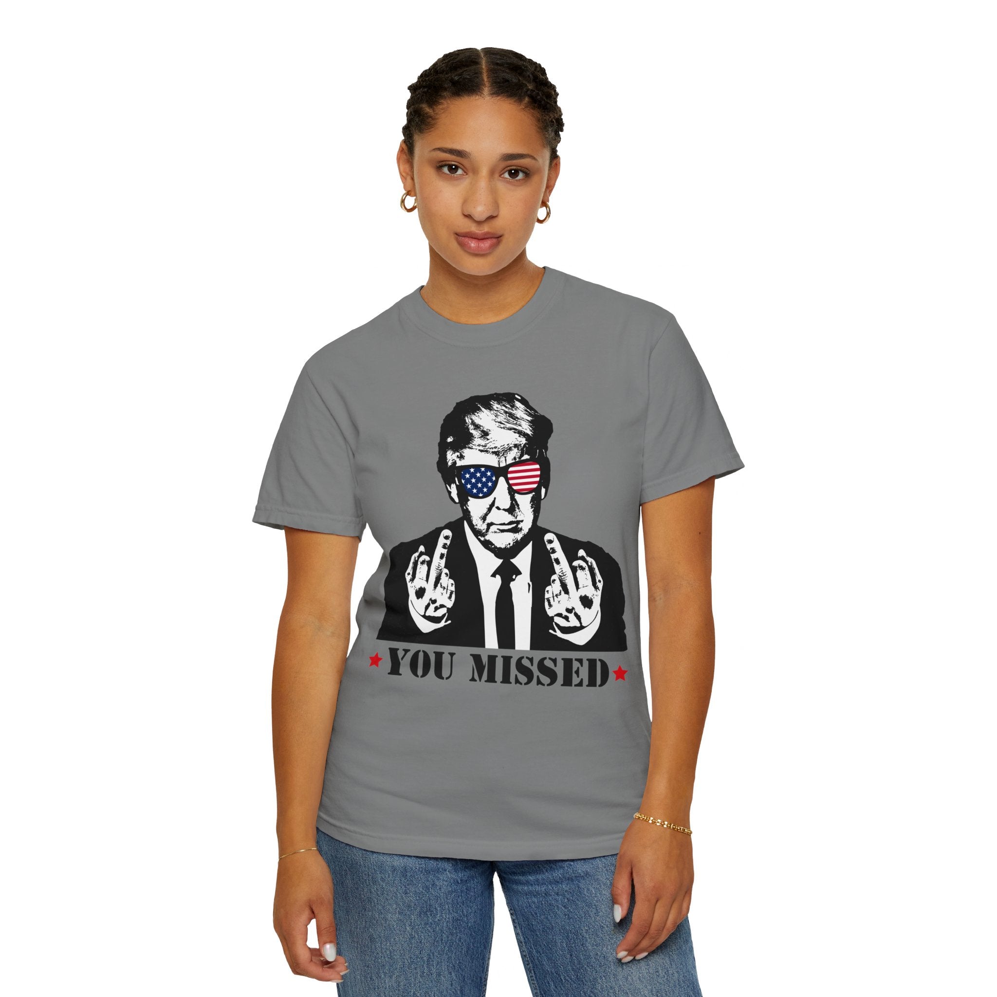 Trump Shirt, You Missed Trump Shirt, Assassination Attempt Trump T-Shirt, Middle Fingers Trump Tee, Presidential Election, Stand With Trump