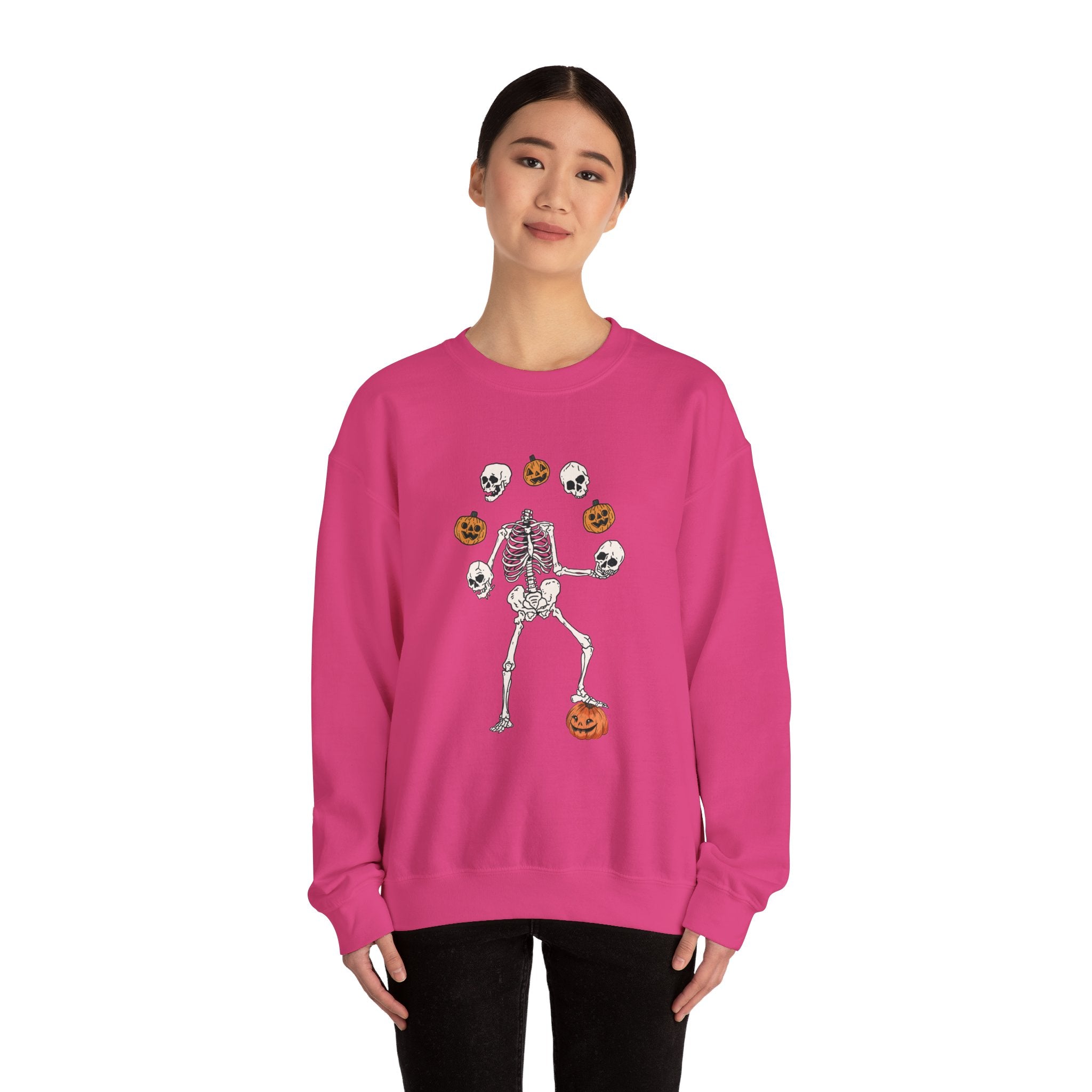 Dancing Skeleton Sweatshirt, Pumpkin Sweater, Pumpkin Skeleton Shirt, Fall Sweatshirt, Halloween Party Sweatshirt, Spooky Season Sweatshirt