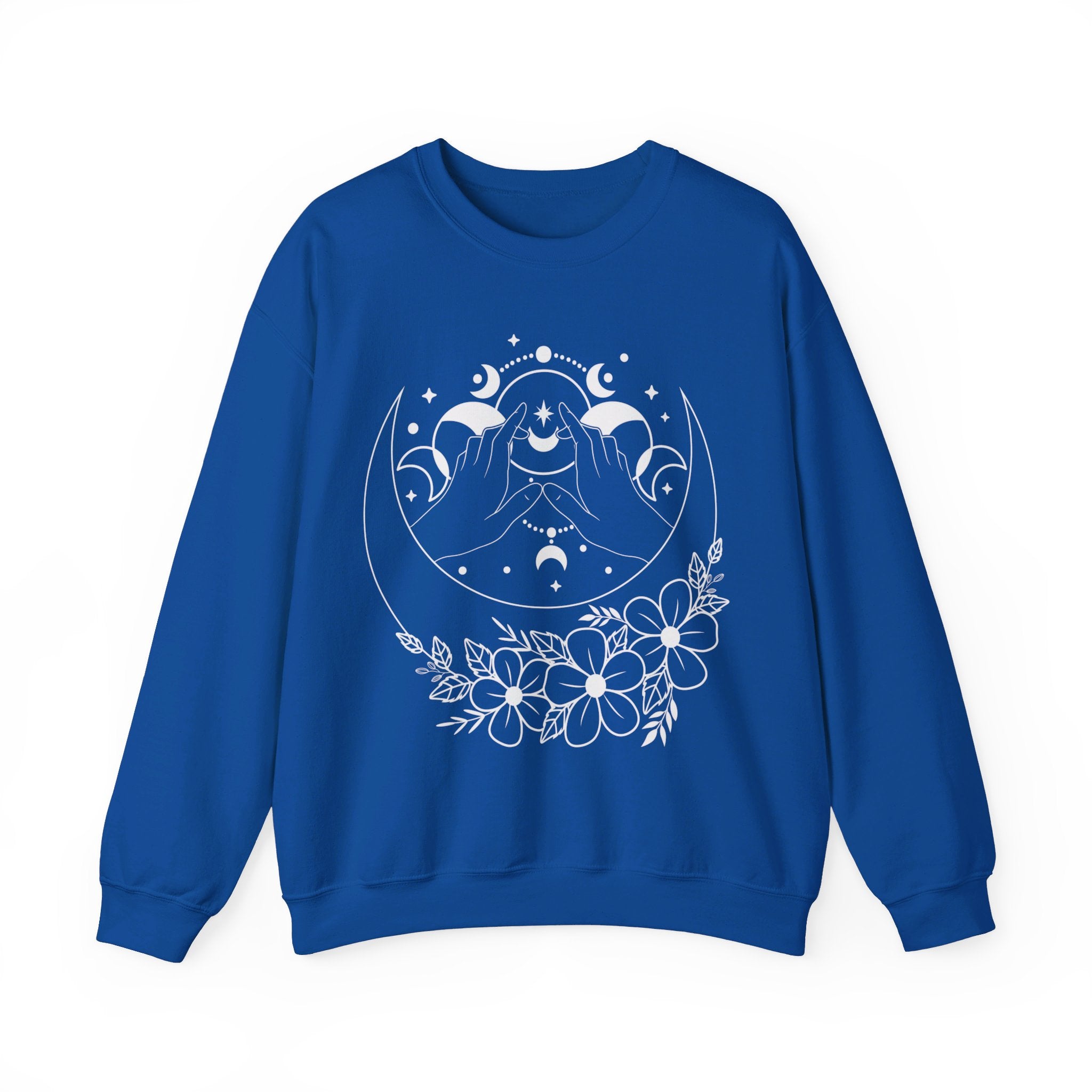 Mystical Moon Phase Witch Hands Sweatshirt, Moon Phase Shirt, Celestial Shirt, Floral Moon Phase Tee, Boho Shirt, Moon Gift Shirt For Woman