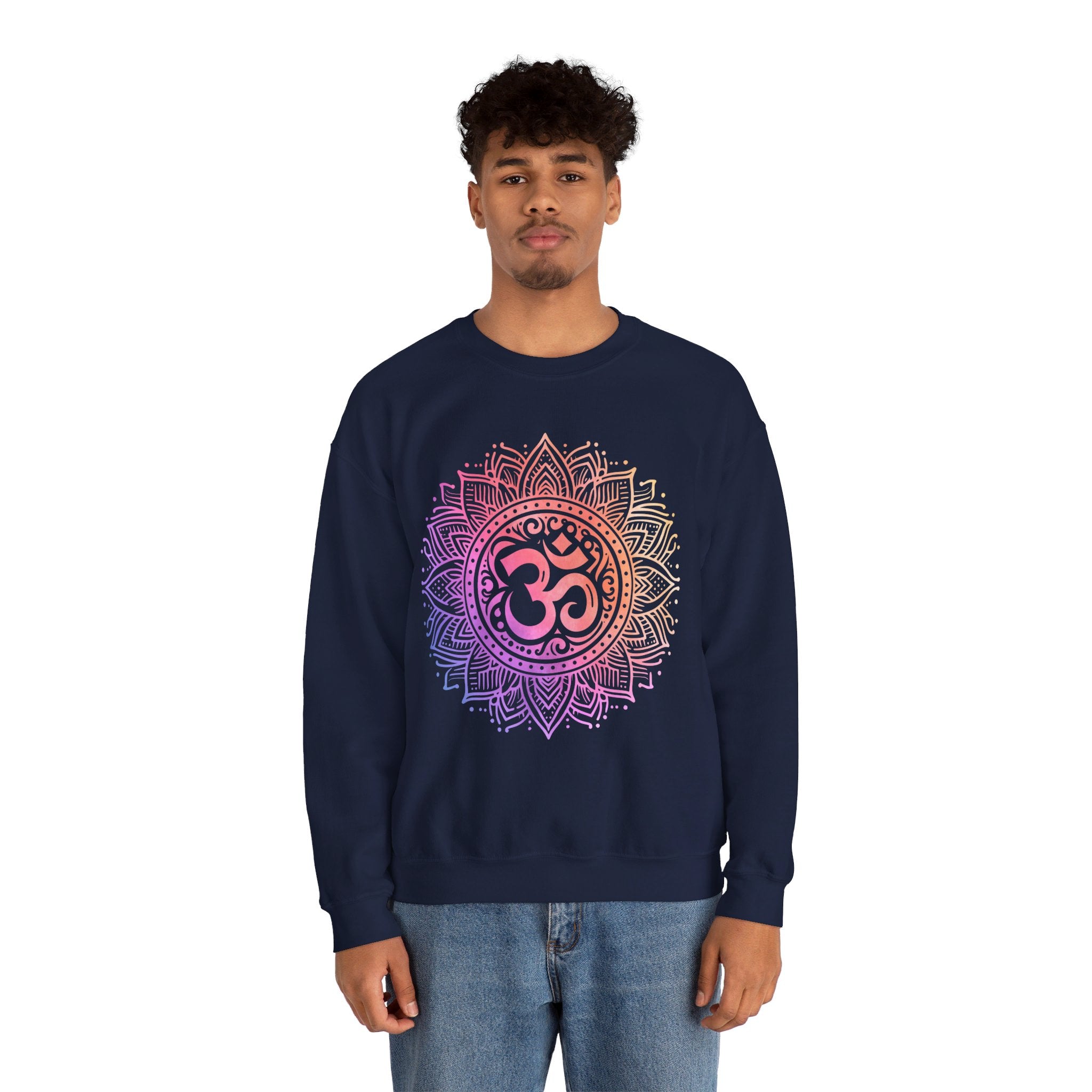 Om Mandala Sacred Geometry Sweatshirt Yoga Art Meditation Mindfulness Gift Boho Aesthetic Clothing