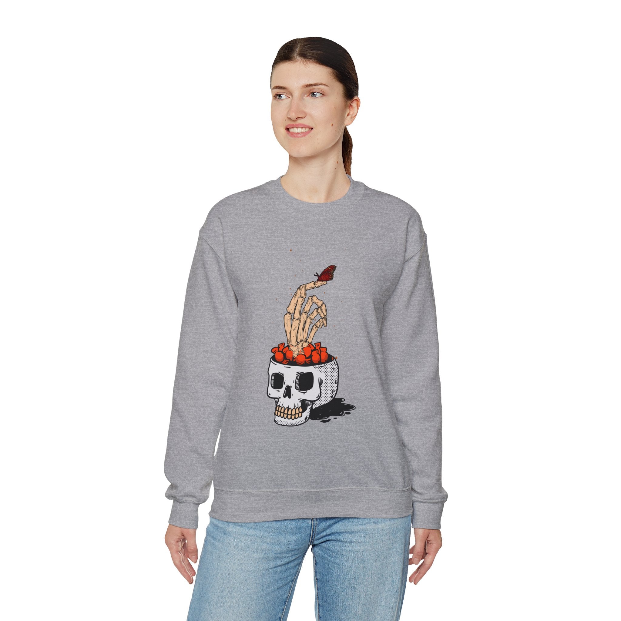 Skull skeleton hand halloween Sweatshirt, Skeleton Hand T-Shirt, Skeleton Shirt, Horror Gift, Skeleton Rock Tee, Rock and Roll Shirt