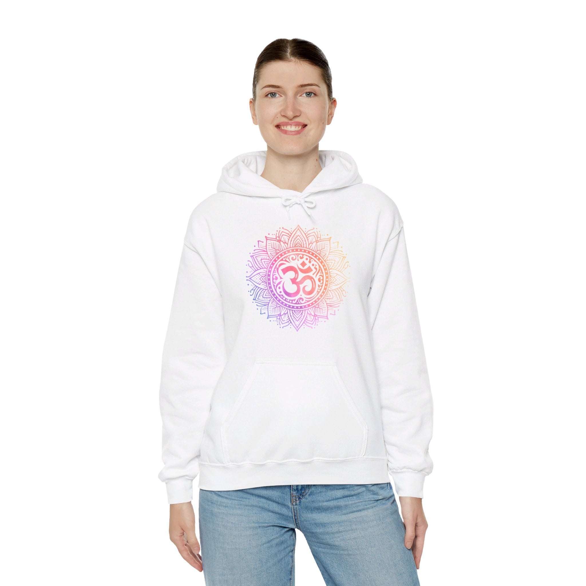 Sri Ohm Mandala Hoodie Om Yoga Meditation Spiritual Shirt Sacred Geometry Boho Unisex Hooded Flleece Sweatshirt