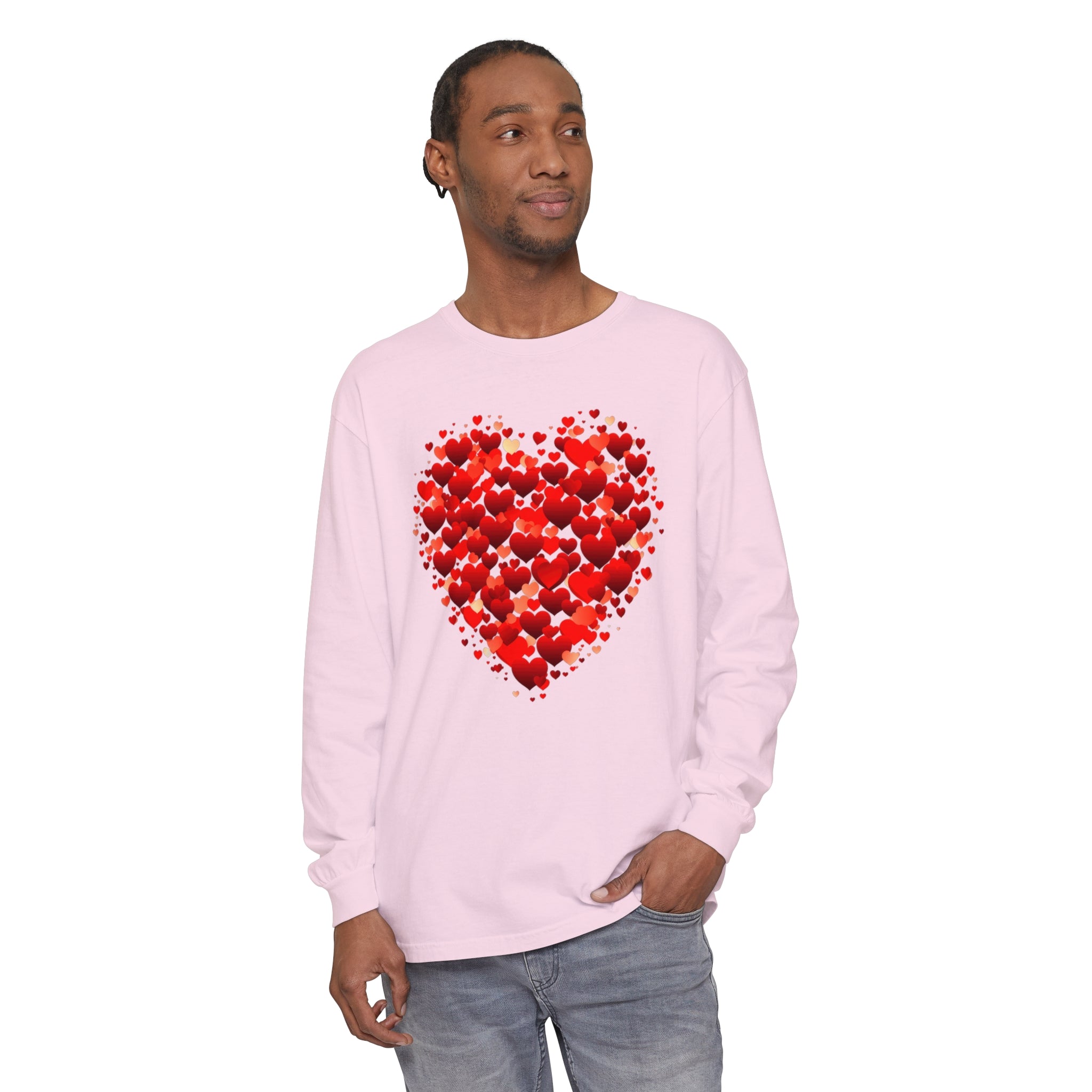 Valentines Day Red Heart Long Sleeve T-Shirt, Anniversary Love Long Sleeve Shirt, Double Heart Sweatshirt, Birthday Red Heart Shirt, Mothers Day Tee