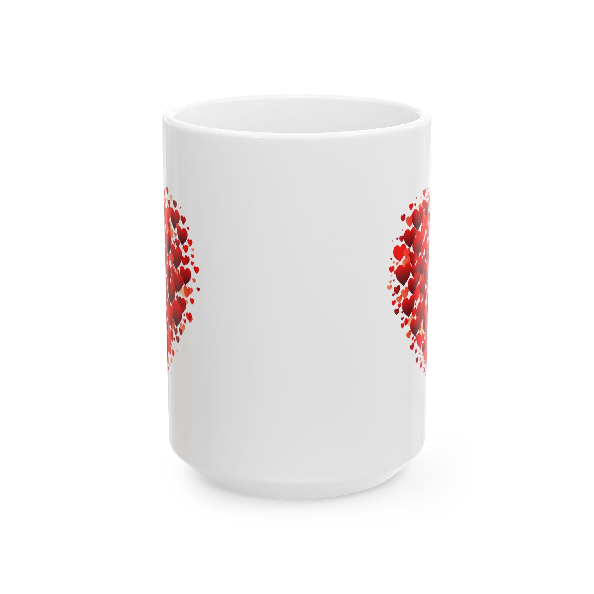Valentines Day Double Red heart Mug, V-Day Heart Mug, Valentine's Day Mug, Heart Coffee Mug