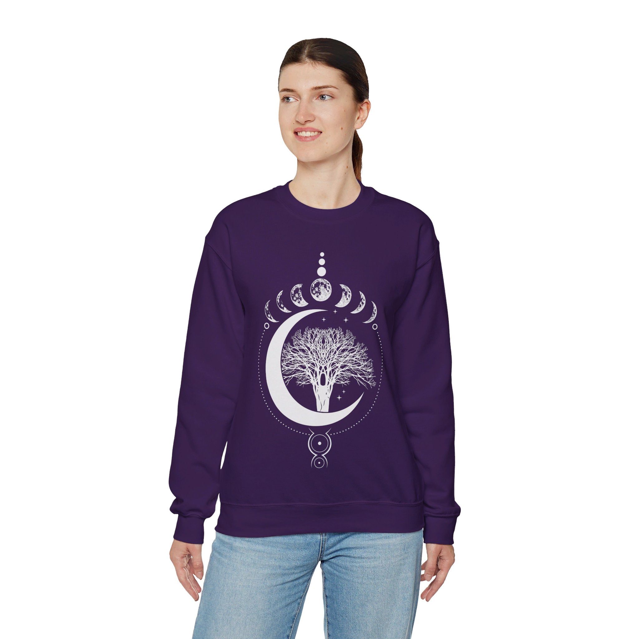 Mystical Moon Phases Sweatshirt, Tree Of Life Moon Phases Shirt, Yoga Lover Tree Shirt, Phases Of The Moon Tree Of Life Tee, Spiritual Shirt