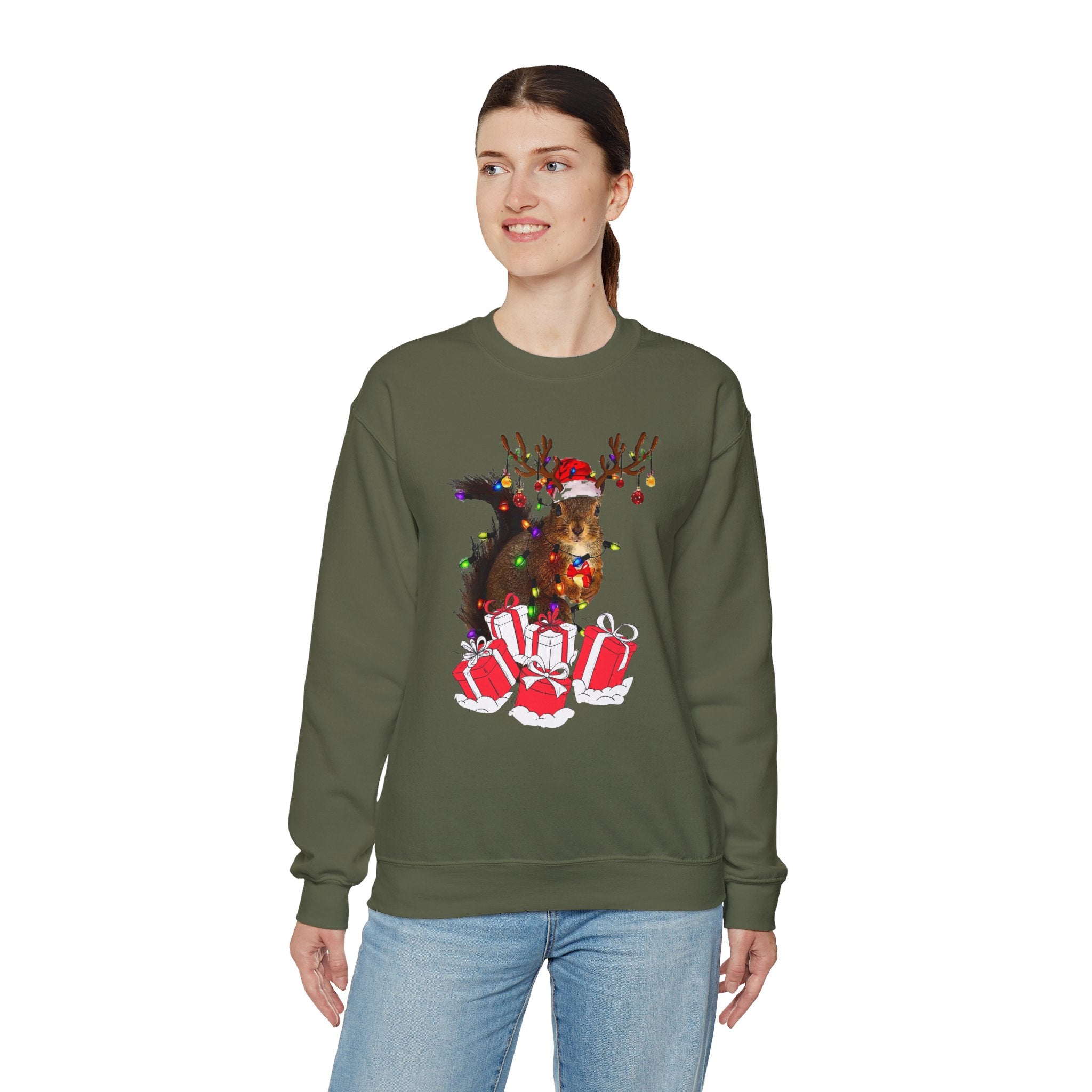 Christmas Squirrel Lights Sweatshirt, Christmas Sweatshirt, Funny Christmas Sweat, Christmas Gift Sweater, Holiday Crewneck