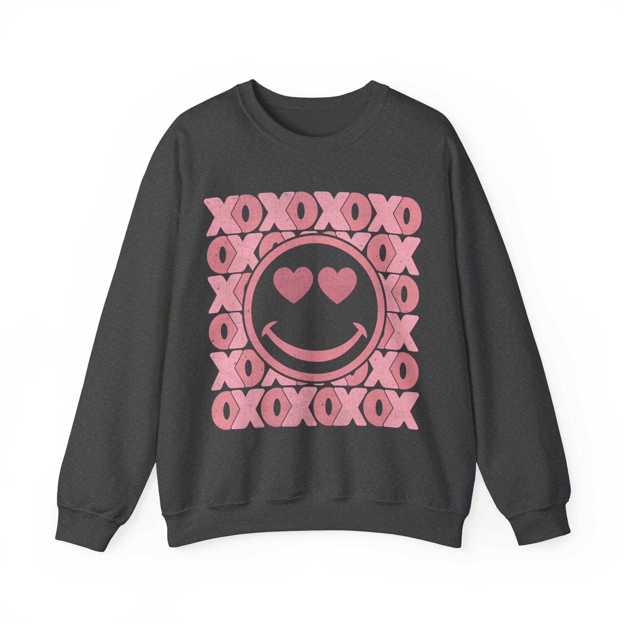 XOXO Smiley Face Sweatshirt, Valentines Smile Shirt, Retro Happy Face Crewneck, Trendy Sweatshirt, Cute Valentines Outfit