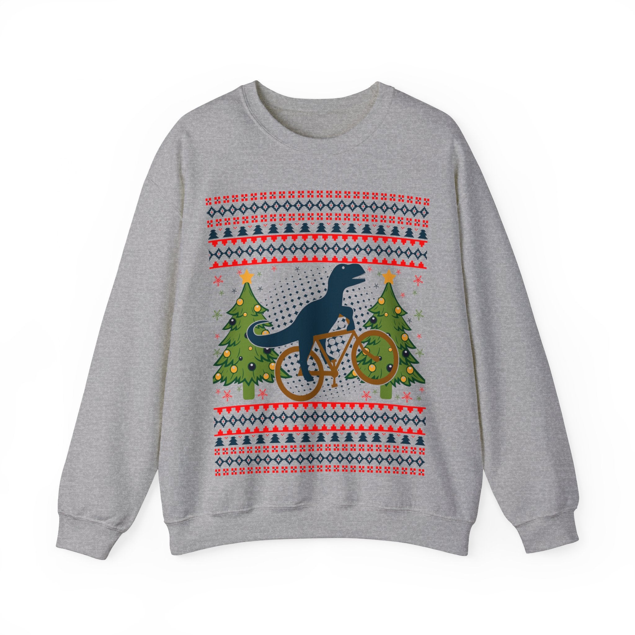 Ugly Christmas Dinosaur Riding Bike Sweater, Dinosaur Christmas Sweatshirt, Dino Riders shirt, Dinosaur on a Bike Shirt