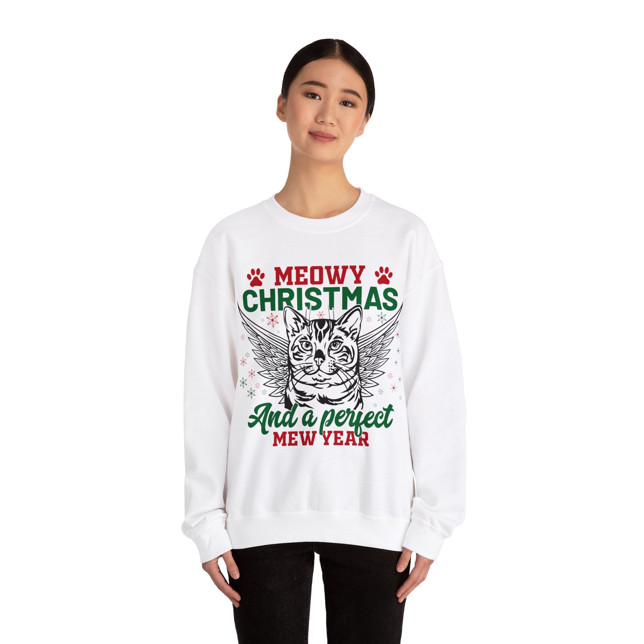 Christmas Cat Sweatshirt, Meowy Christmas Sweatshirt, Trendy Christmas Sweatshirt, Happy New Year, Funny Cat Sweatshirt, Meowy Sweatshirt