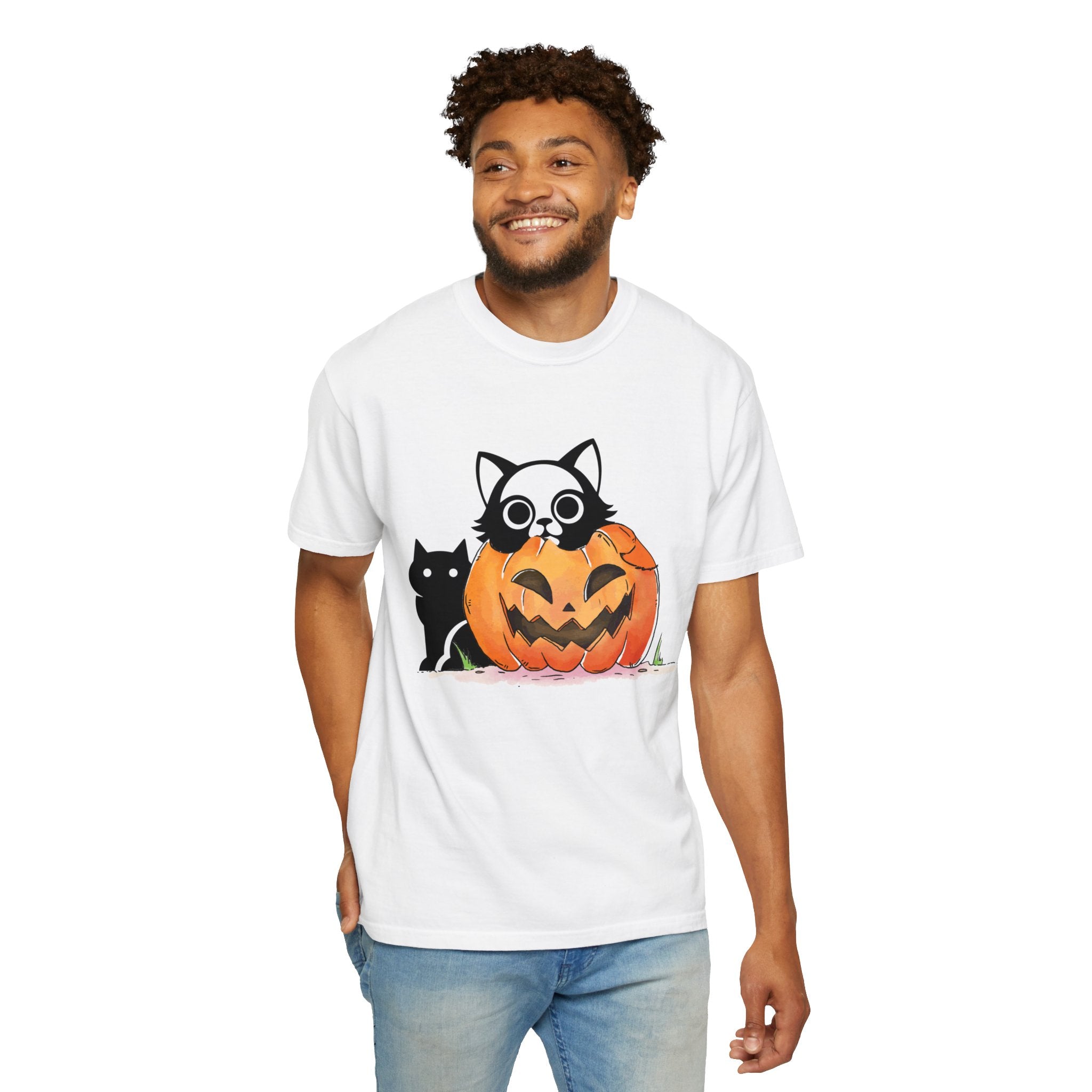 Vintage 90s Cat Halloween Shirt, Retro Halloween Shirt, Spooky Season Tee, Pumpkin Shirt, Halloween Shirt, Vintage Halloween Shirt