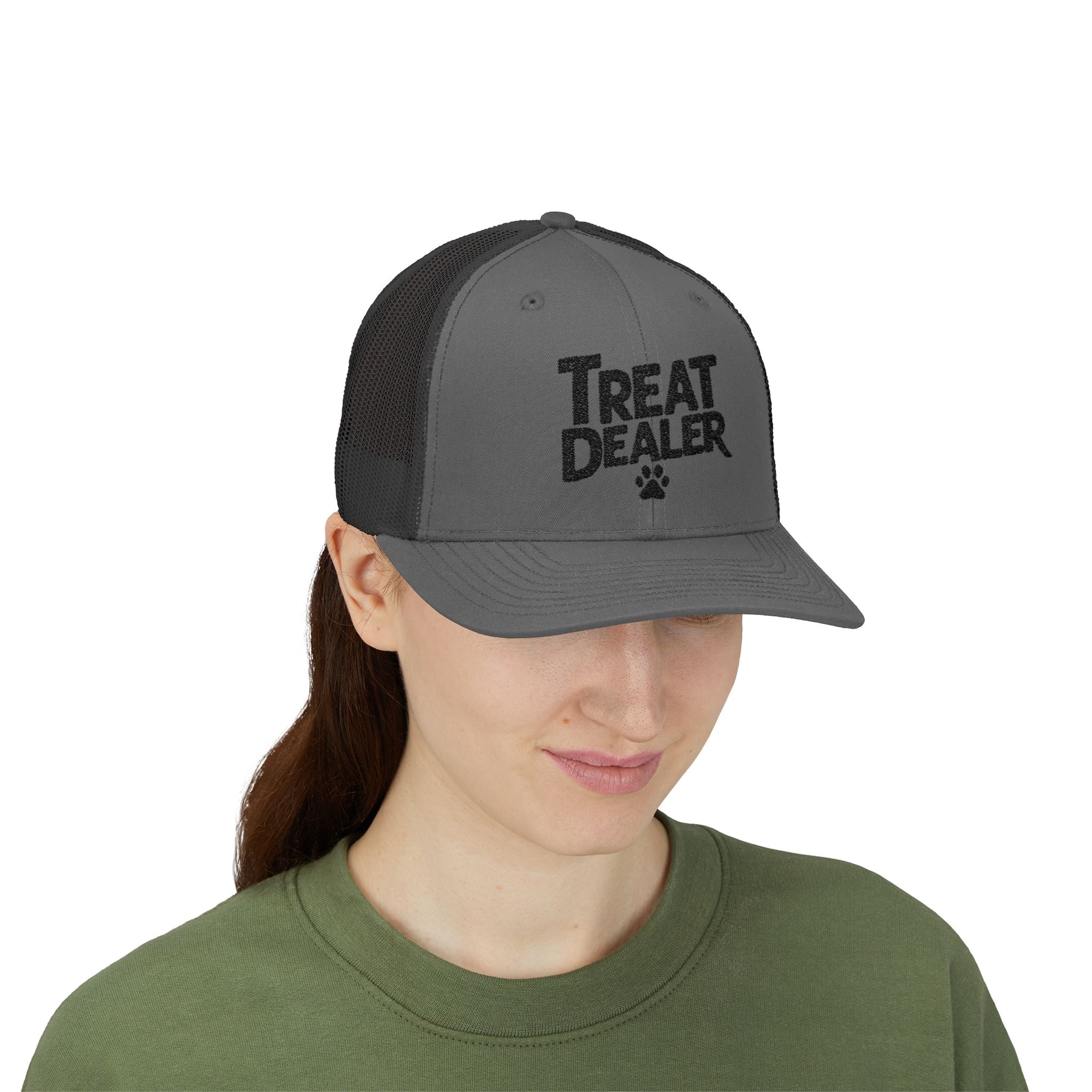 Custom Embroidery Treat Dealer Hat, Funny Dog Cap, Funny Dog Owners, Custom Pet Lover Gift, Unique Dog Owner Gifts, Custom Dog Snapback Trucker Cap