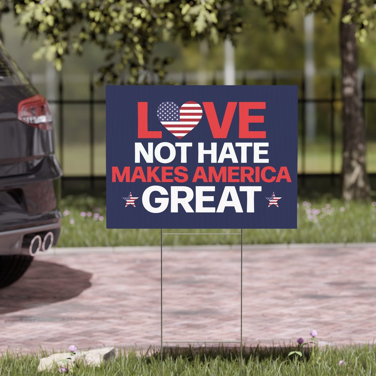 Love Not Hate Makes America Great Yard Sign, America Yard Sign, Vote 2024 Sign, Garden Decor, Double Sided, Red And Blue, 2024 Election