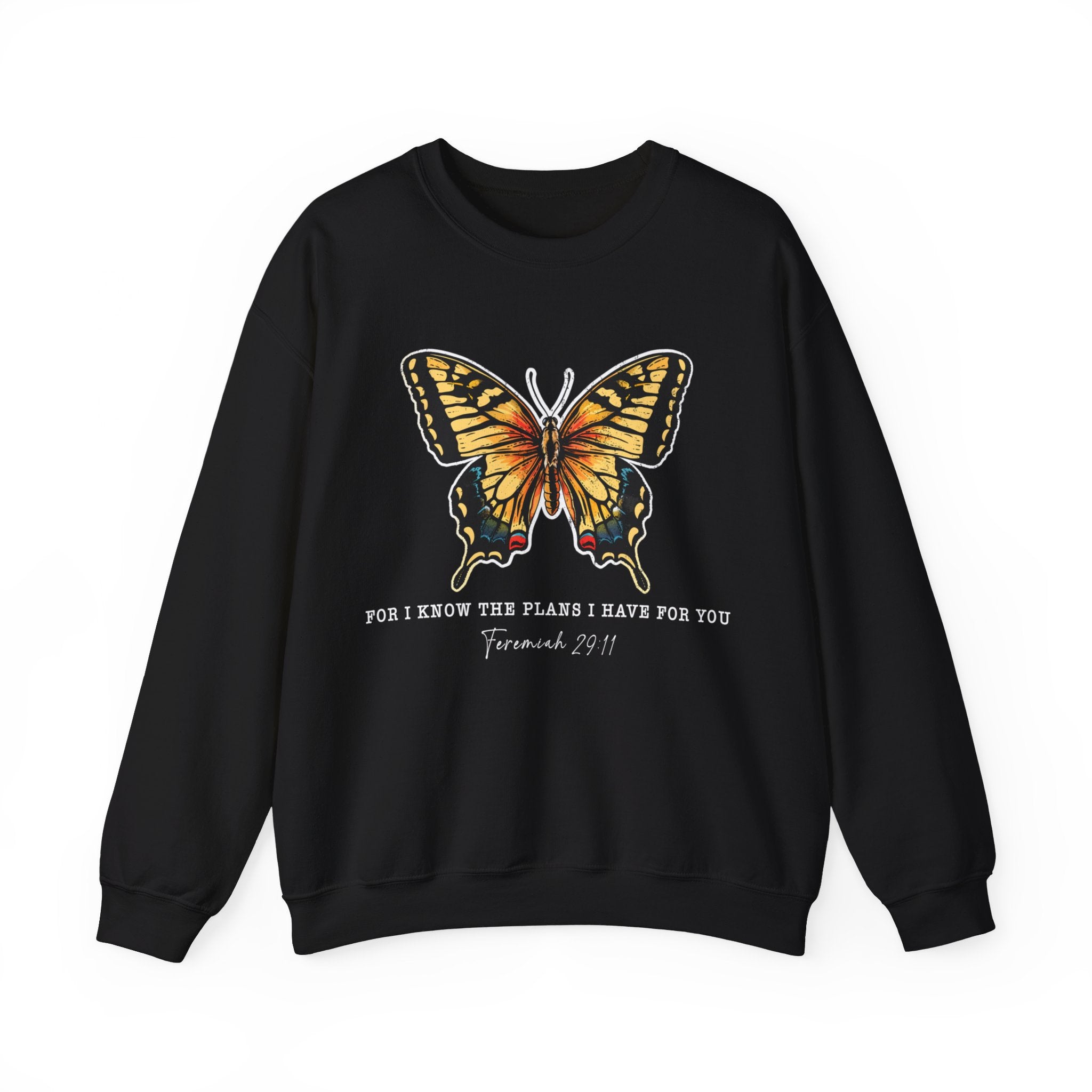 Butterfly Bible Verse Sweatshirt, Religious Shirt, Inspirational Quotes, Christian Shirt, For I Know The Plans I Have For You, Positive Sayings