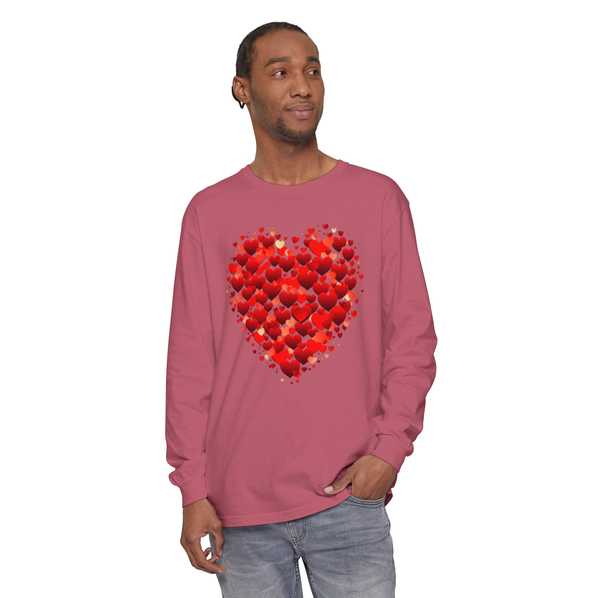 Valentines Day Red Heart Long Sleeve T-Shirt, Anniversary Love Long Sleeve Shirt, Double Heart Sweatshirt, Birthday Red Heart Shirt, Mothers Day Tee