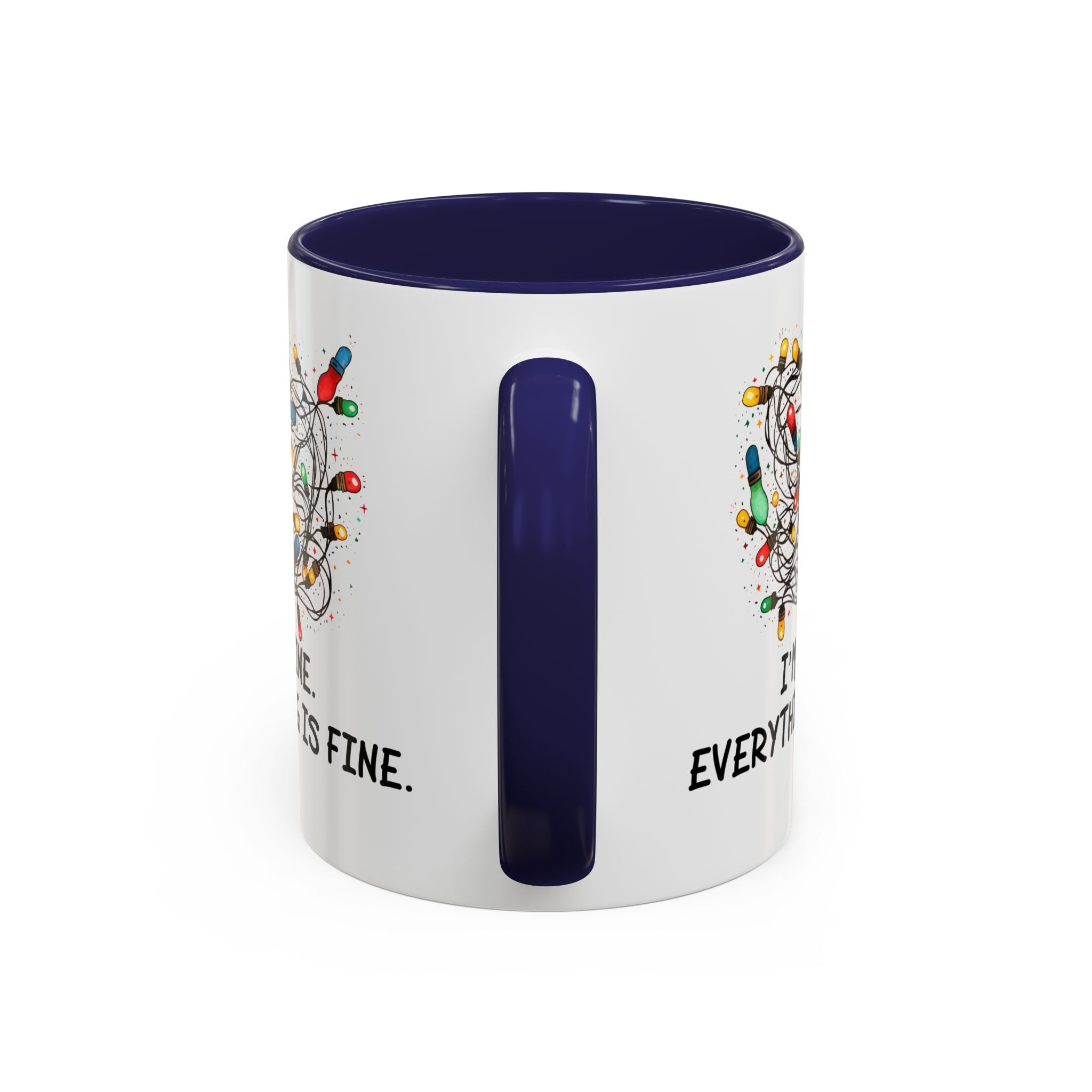 I'm Fine Everything Is Fine Christmas Mug, Christmas Lights Mug, Funny Coffee Mug, Tangled Lights, Crazy Shopping Christmas Mug, Madness