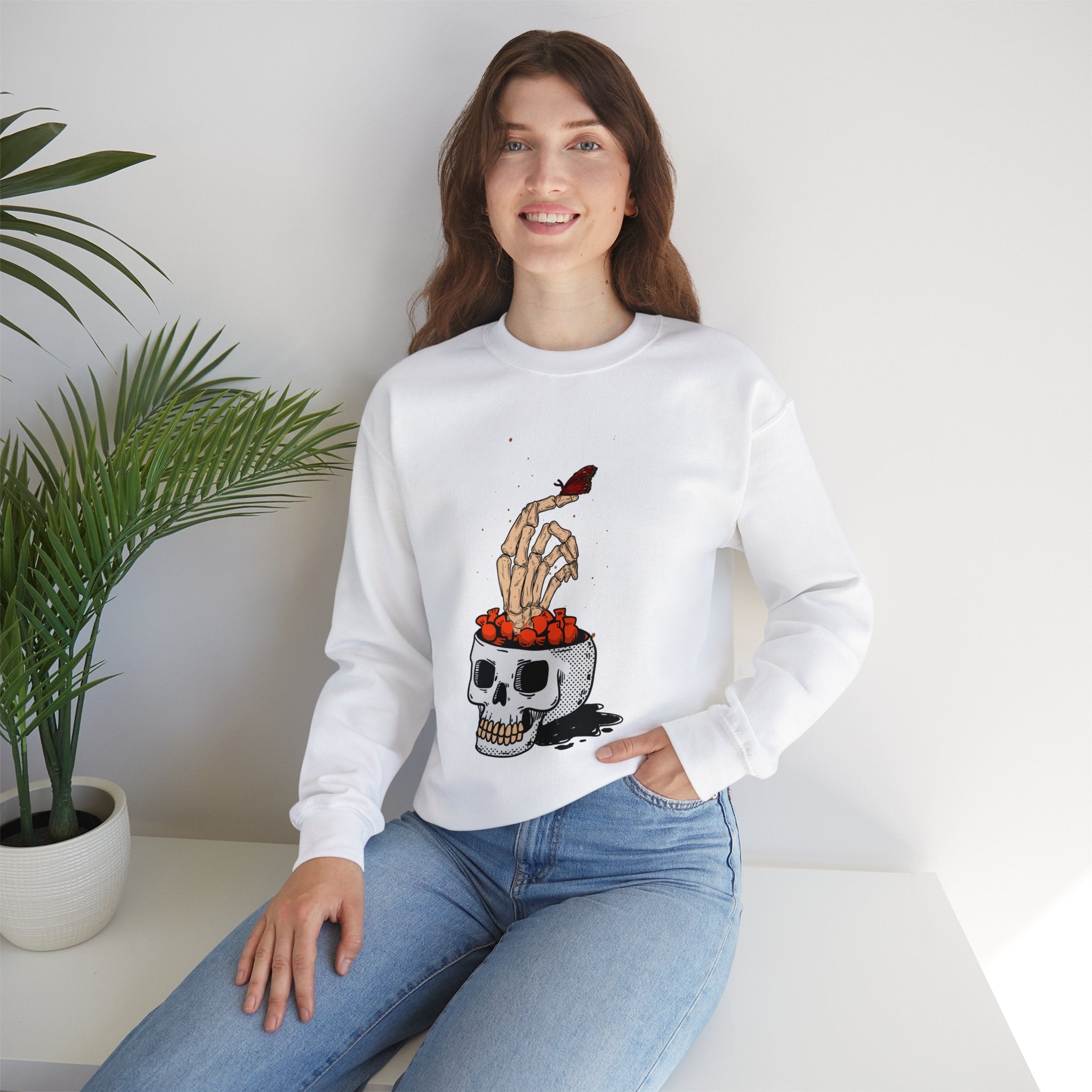 Skull skeleton hand halloween Sweatshirt, Skeleton Hand T-Shirt, Skeleton Shirt, Horror Gift, Skeleton Rock Tee, Rock and Roll Shirt