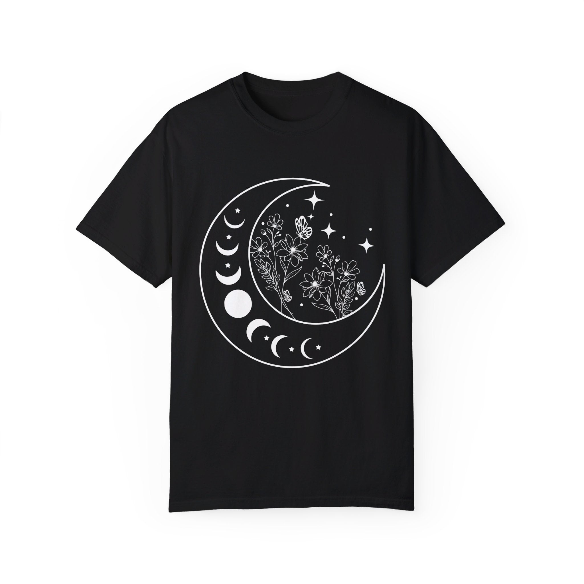 Celestial Moon Shirt, Floral Moon Shirt, Mystical Moon Phase Shirt, Astrology Shirt, Boho Moon Phase T-shirt, Trendy Shirts