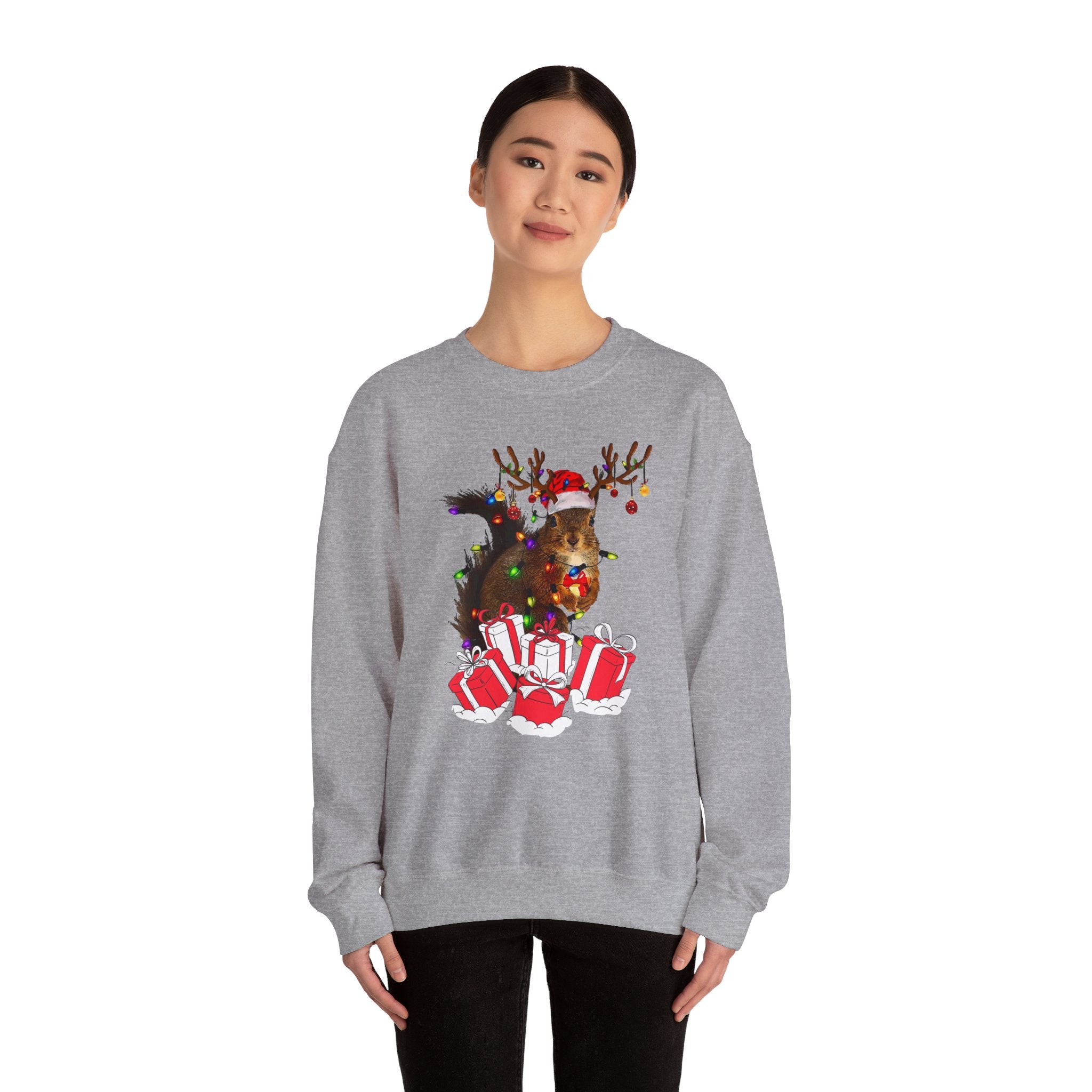 Christmas Squirrel Lights Sweatshirt, Christmas Sweatshirt, Funny Christmas Sweat, Christmas Gift Sweater, Holiday Crewneck