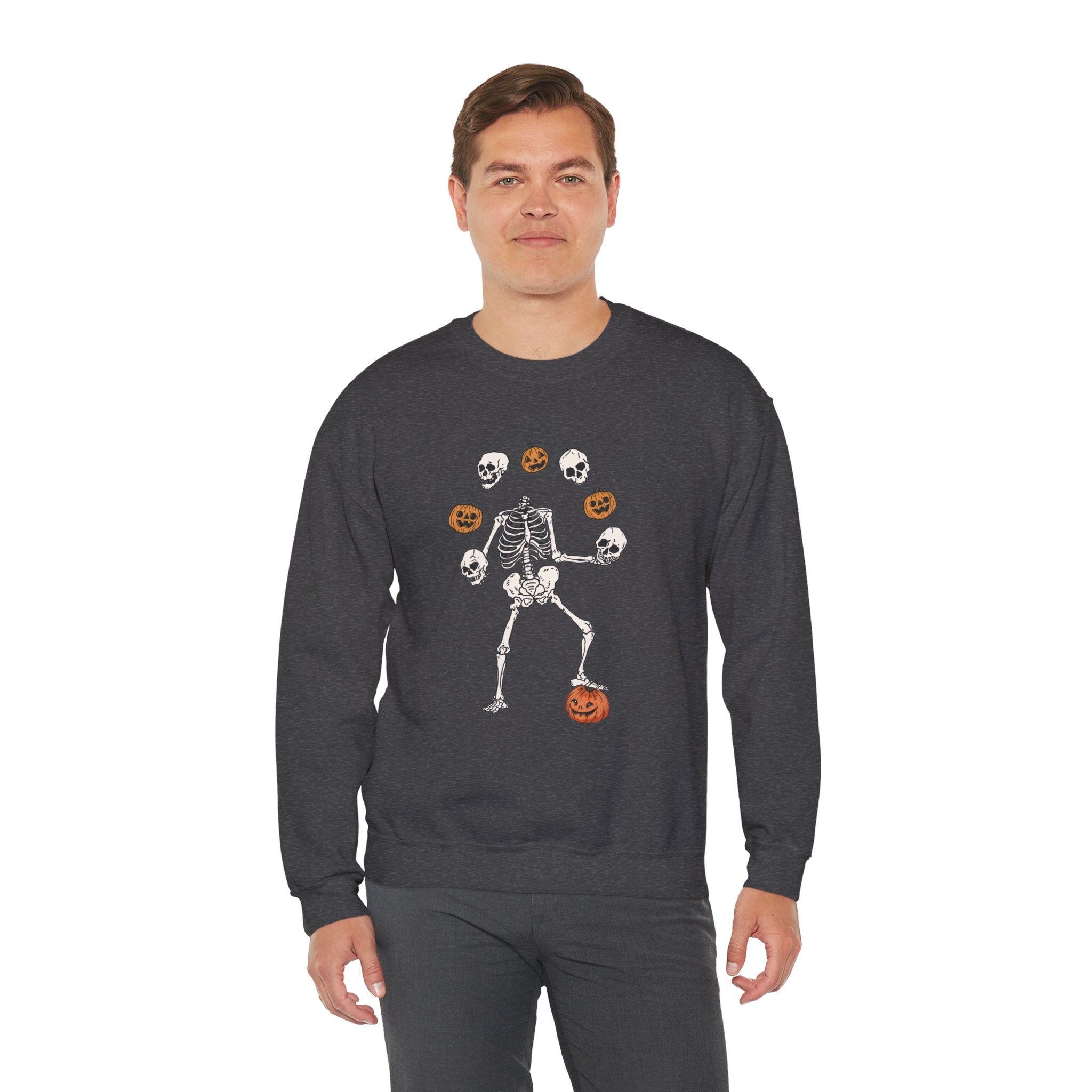 Dancing Skeleton Sweatshirt, Pumpkin Sweater, Pumpkin Skeleton Shirt, Fall Sweatshirt, Halloween Party Sweatshirt, Spooky Season Sweatshirt