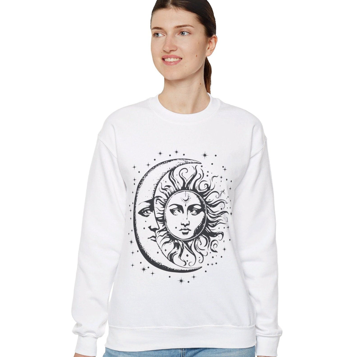 Sun and Moon Sweatshirt, Celestial Crewneck, Boho Sun and Moon Shirt, Hippie Hoodie, Retro Shirt, Vintage Style