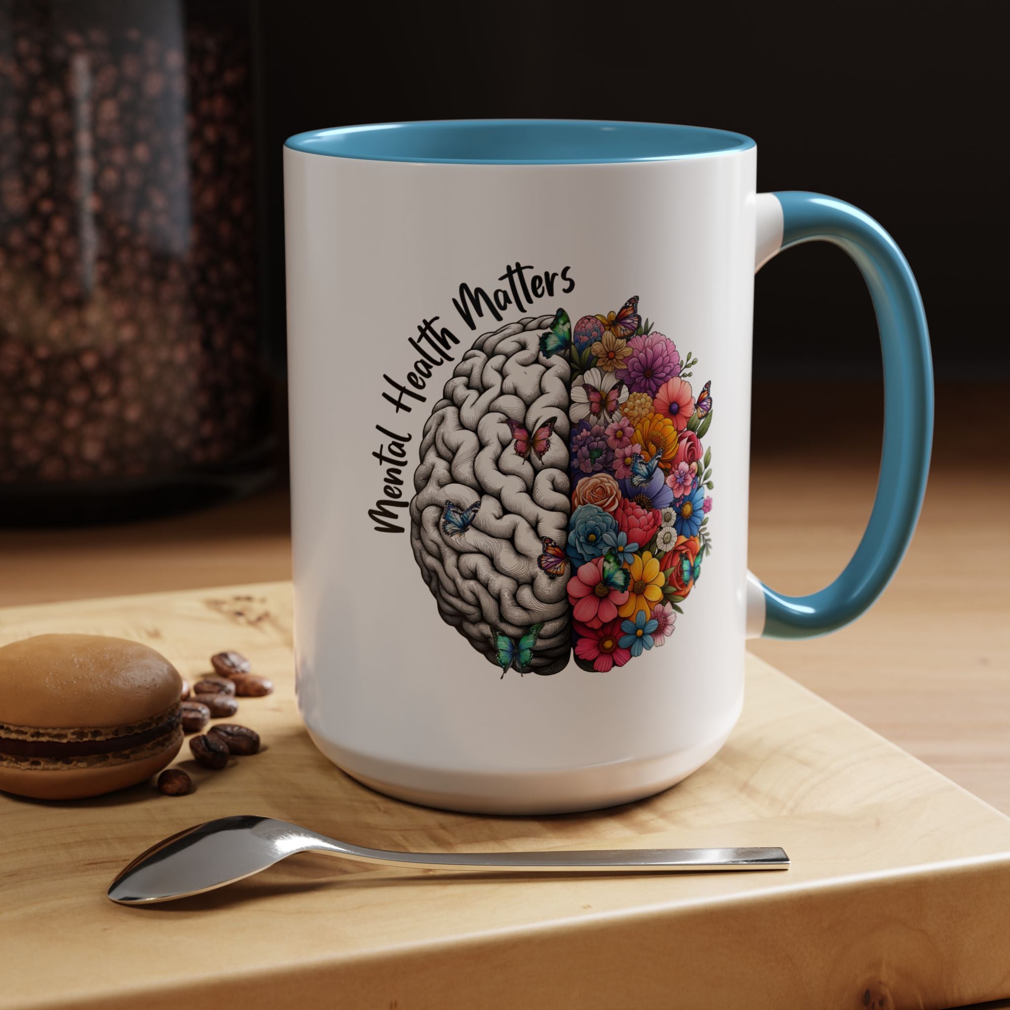 Mental Health Matters, Mental Health Coffee Mug, School Psychologist Mug, Inspirational Gift, Mental Health Awareness Mug, Floral Brain Mug