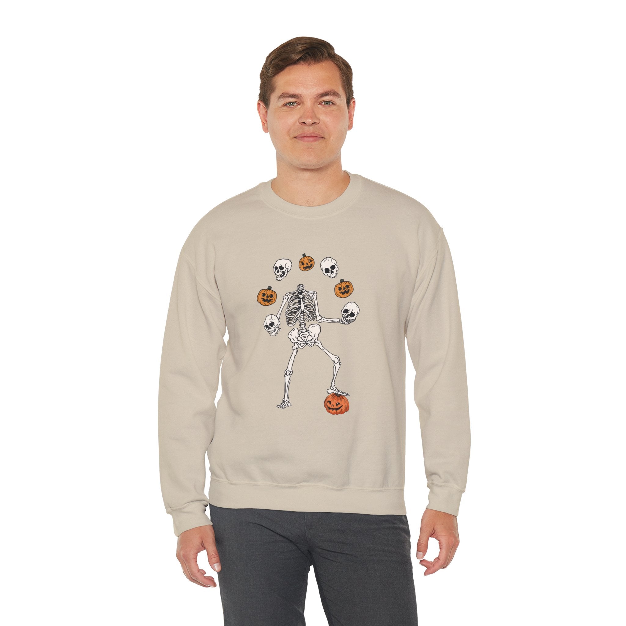 Dancing Skeleton Sweatshirt, Pumpkin Sweater, Pumpkin Skeleton Shirt, Fall Sweatshirt, Halloween Party Sweatshirt, Spooky Season Sweatshirt