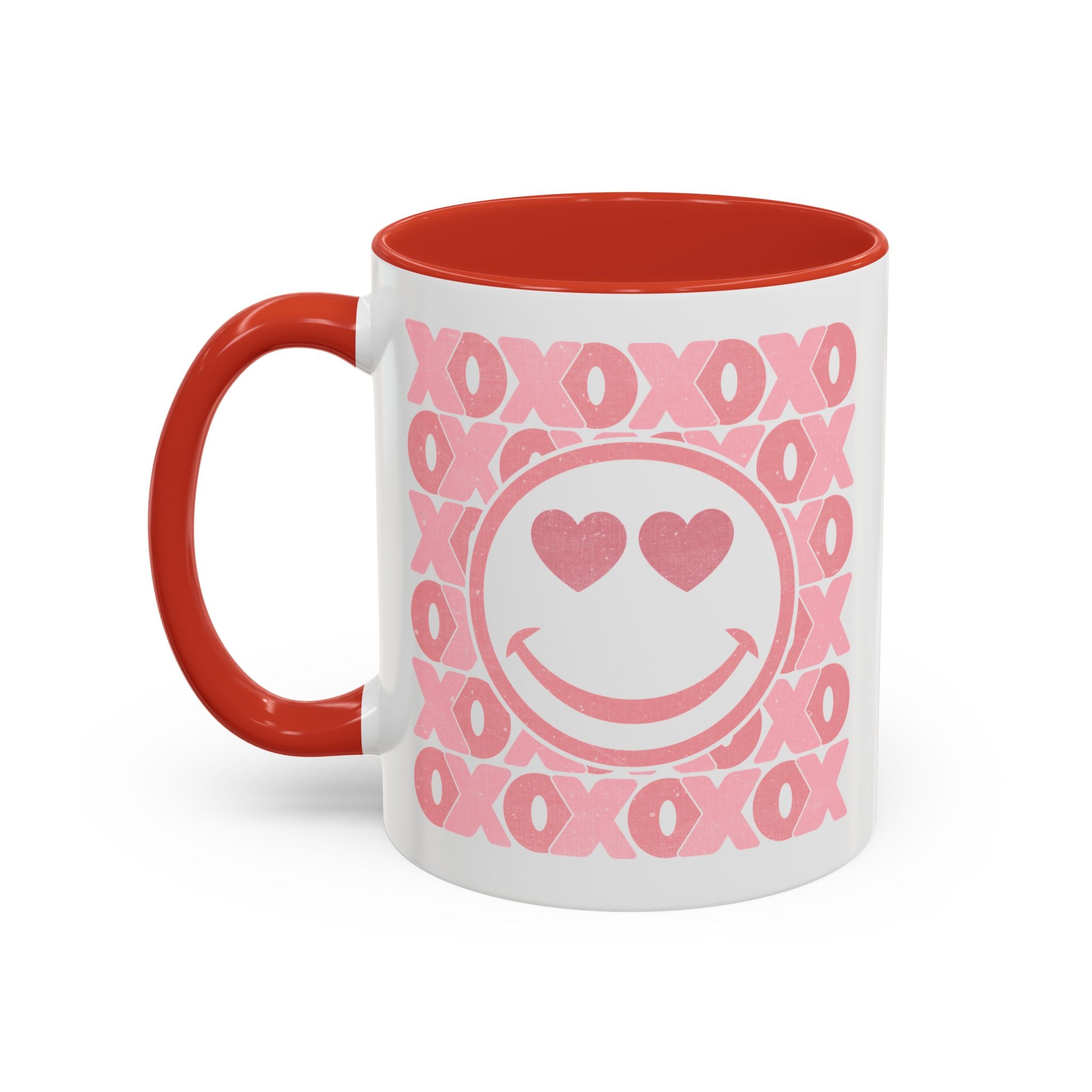 XOXO Smiley Face Coffee Mug, Pink Smiley Face Mug, Valentines Decor, Galentines gift, XOXO Coffee Cup, Party Favors, Cute Coffee Mug