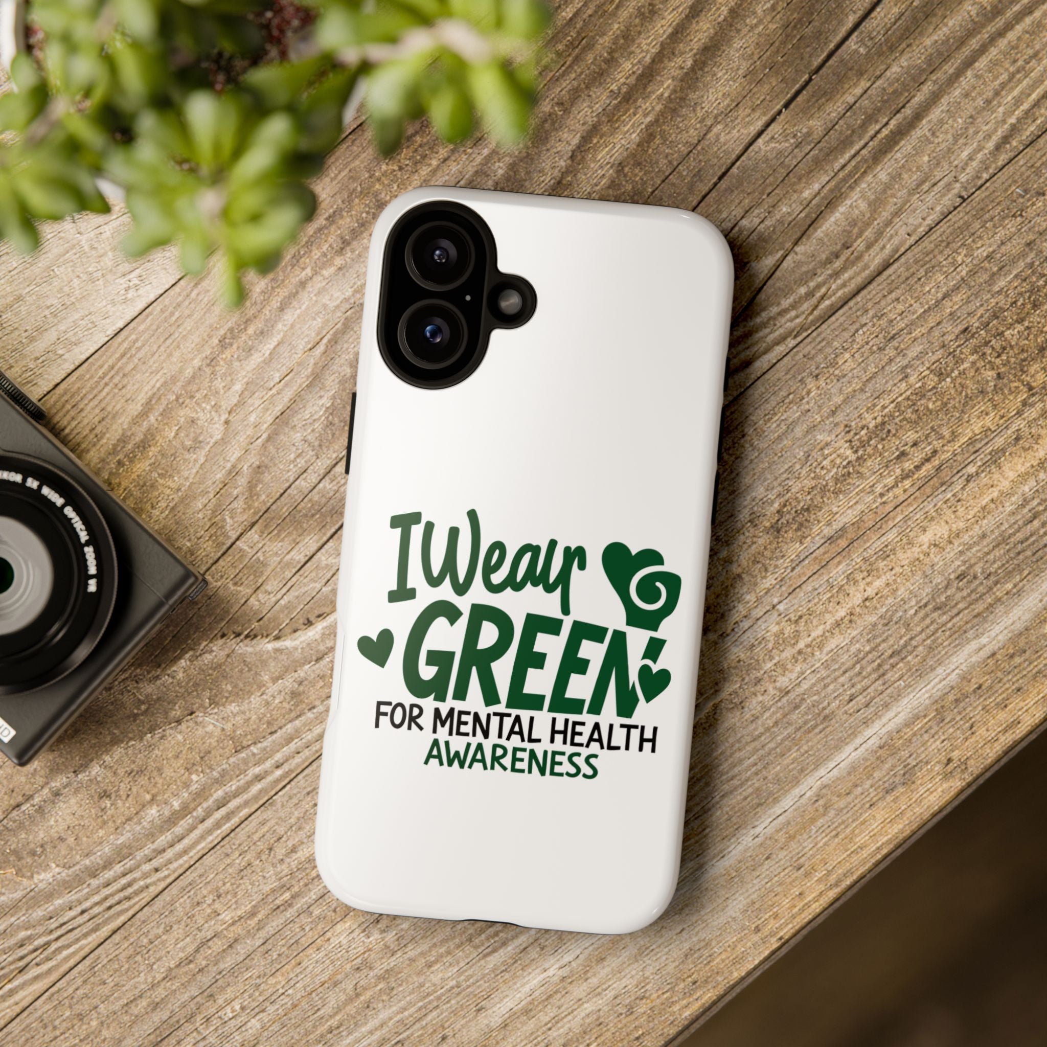 I Wear Green For Mental Health Awareness Phone Cases, Mental Health Matters Phone Case, Inspirational Phone Case, Motivational Phone Case, iPhone, Google Pixel & Samsung Galaxy