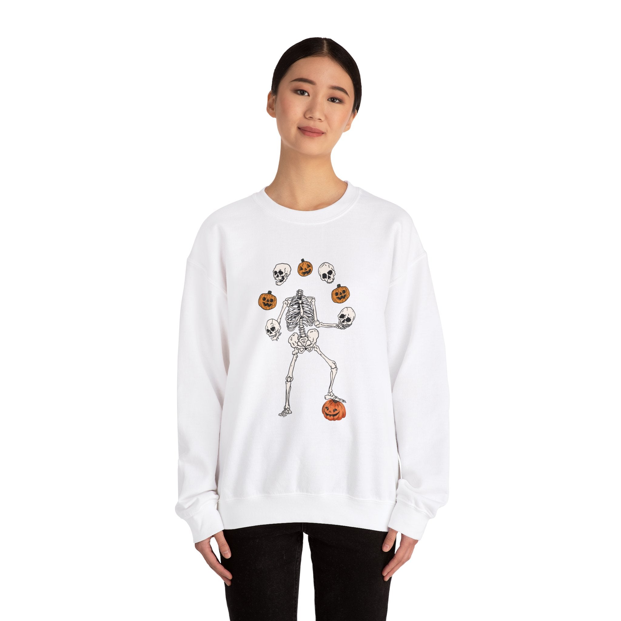 Dancing Skeleton Sweatshirt, Pumpkin Sweater, Pumpkin Skeleton Shirt, Fall Sweatshirt, Halloween Party Sweatshirt, Spooky Season Sweatshirt