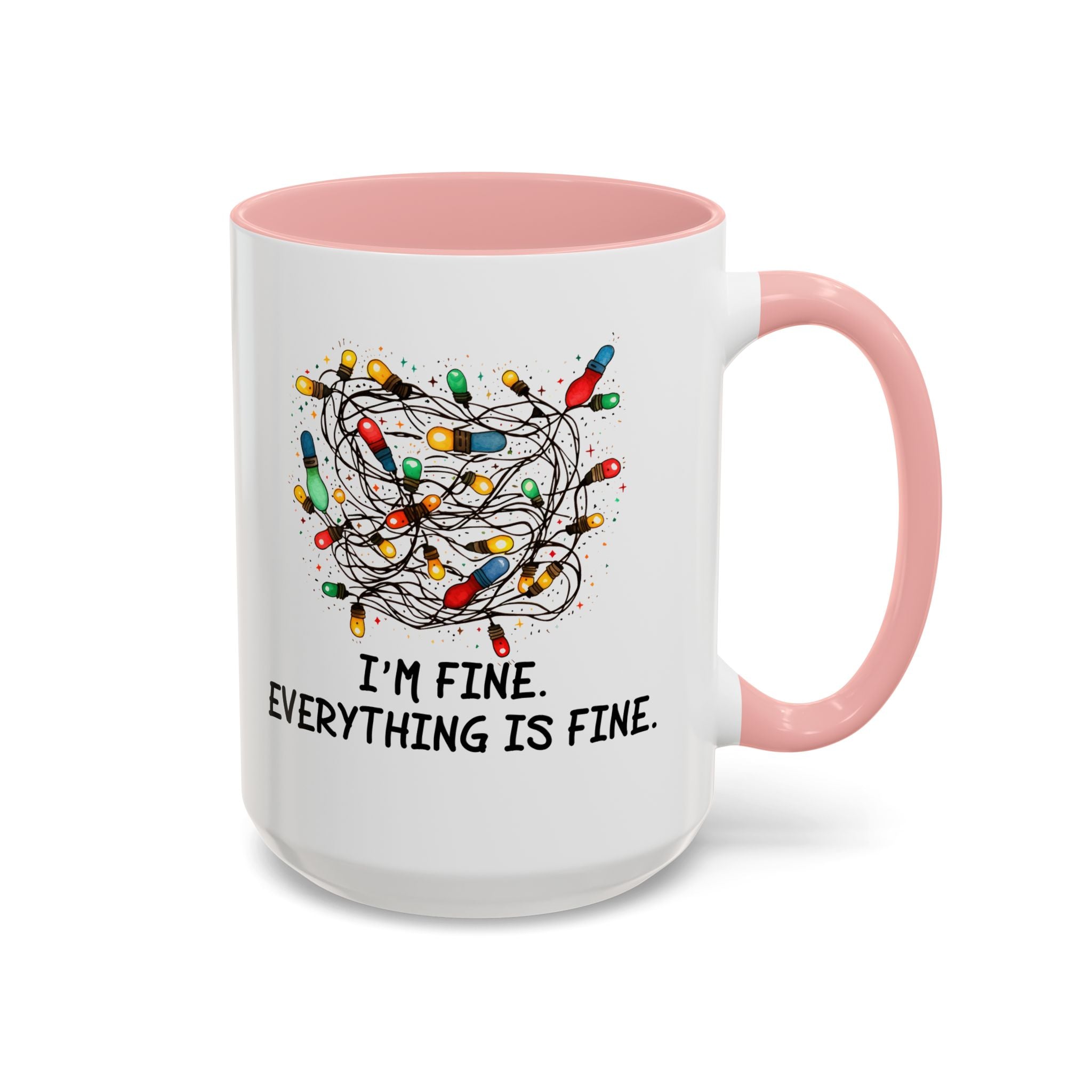 I'm Fine Everything Is Fine Christmas Mug, Christmas Lights Mug, Funny Coffee Mug, Tangled Lights, Crazy Shopping Christmas Mug, Madness