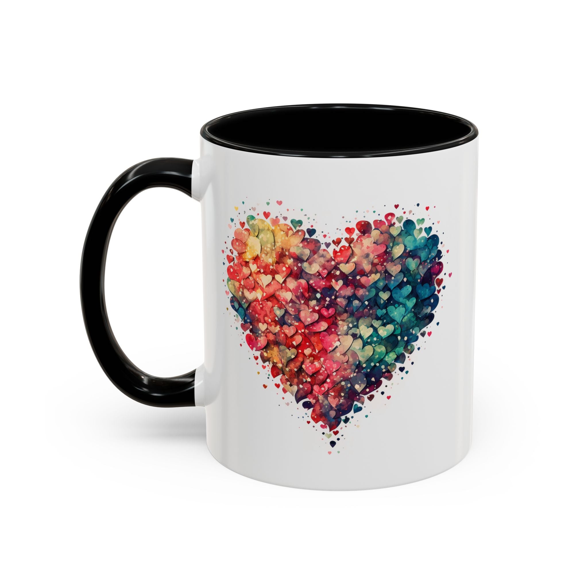 Watercolor Heart Coffee Mug, Heart Mug, Two-Tone Coffee Mugs, 11oz & 15oz Mug, Watercolor Heart Mug