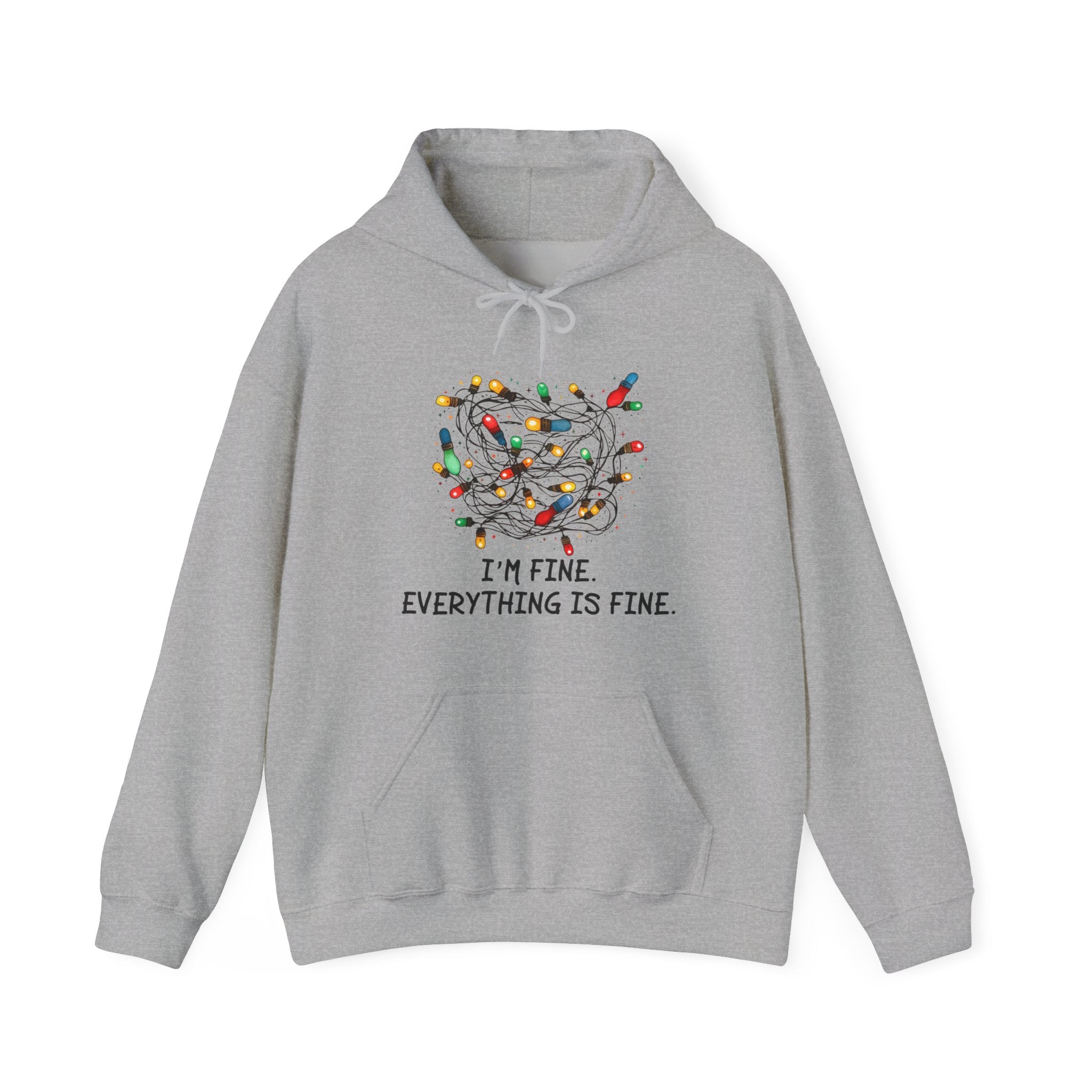 I'm Fine Everything Is Fine Hoodie, Christmas Hooded Sweatshirt, Hoodies Women, Christmas Hoodie Women, Christmas Lights Hoodie