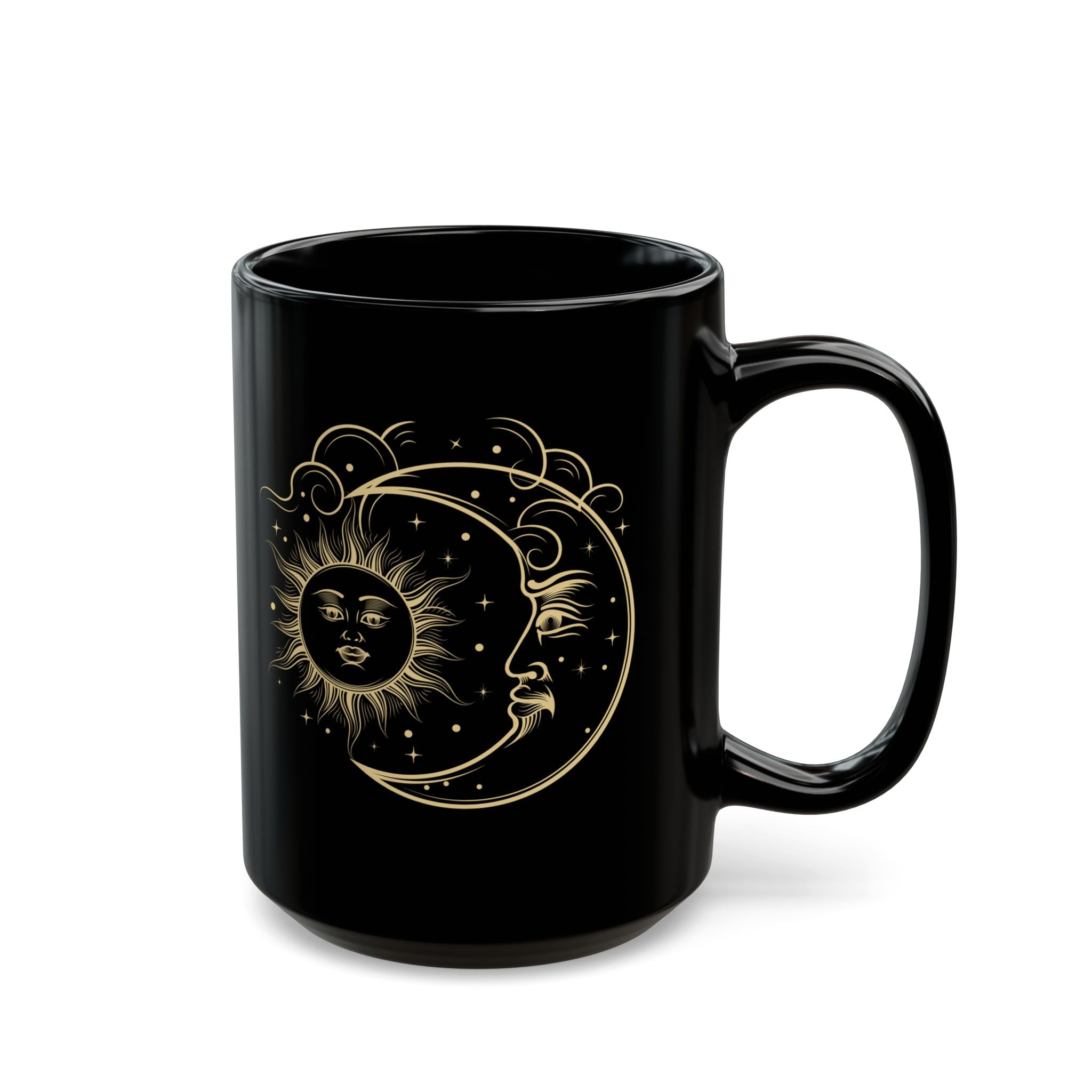 Sun and Moon Mug, Celestial Objects Coffee Mug, Vintage Astrological Gift for Astrologer, Zodiac, Horoscope, Moon Phases