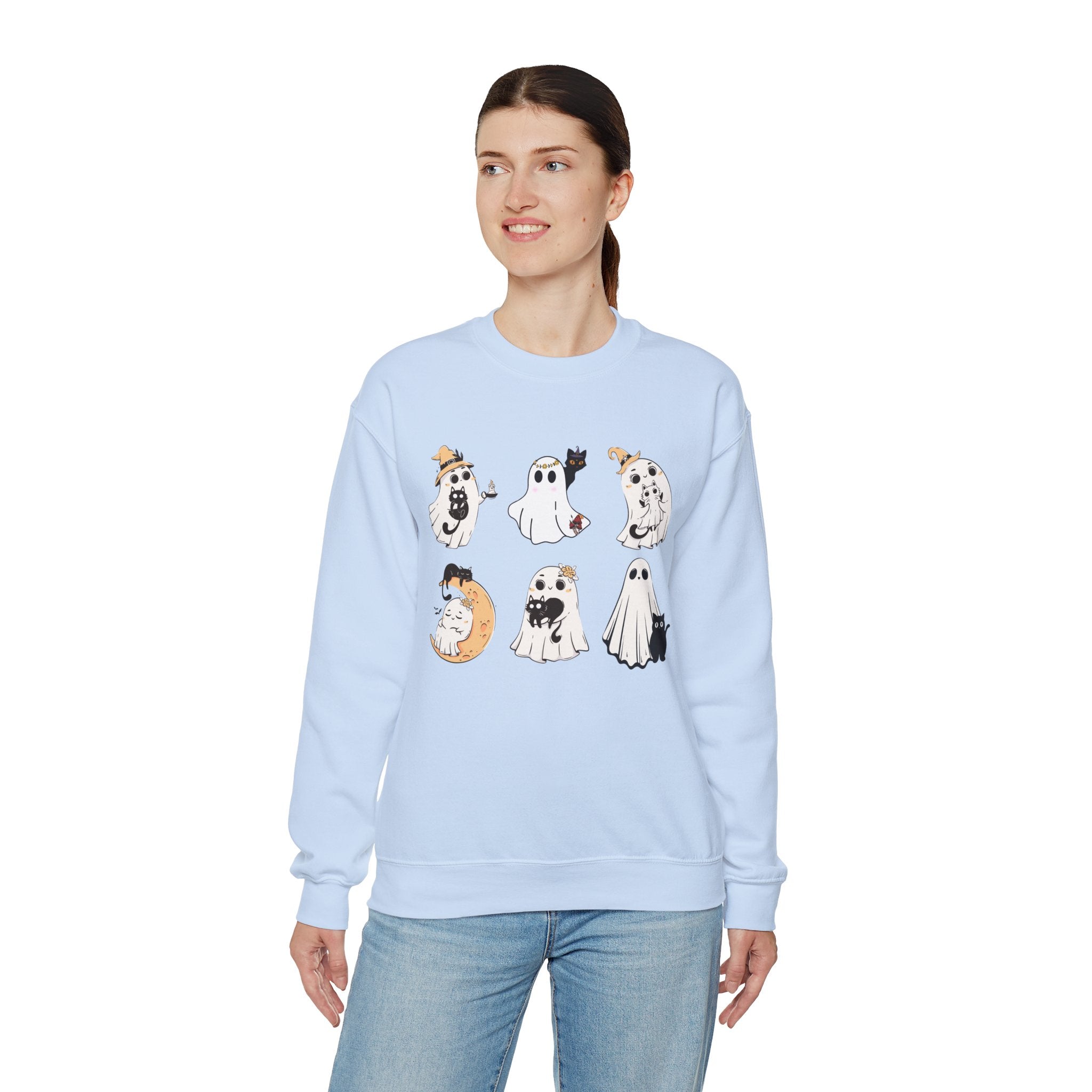 Ghost Cat Sweatshirt, Cat Halloween Shirt, Cat Ghost T-Shirt, Cat Lover Tshirt, Spooky Season Shirt, Halloween Sweater,Trendy Halloween Gift
