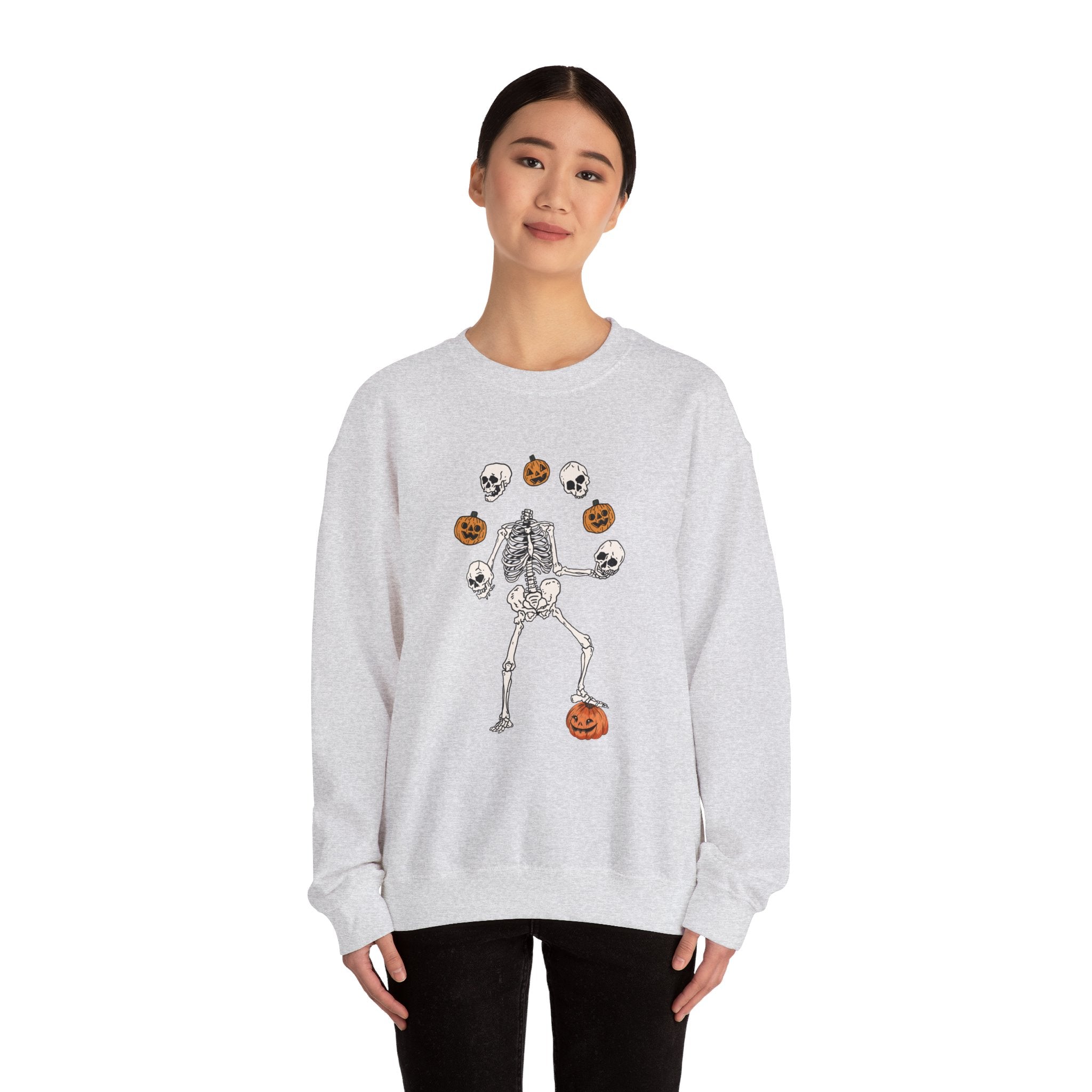 Dancing Skeleton Sweatshirt, Pumpkin Sweater, Pumpkin Skeleton Shirt, Fall Sweatshirt, Halloween Party Sweatshirt, Spooky Season Sweatshirt