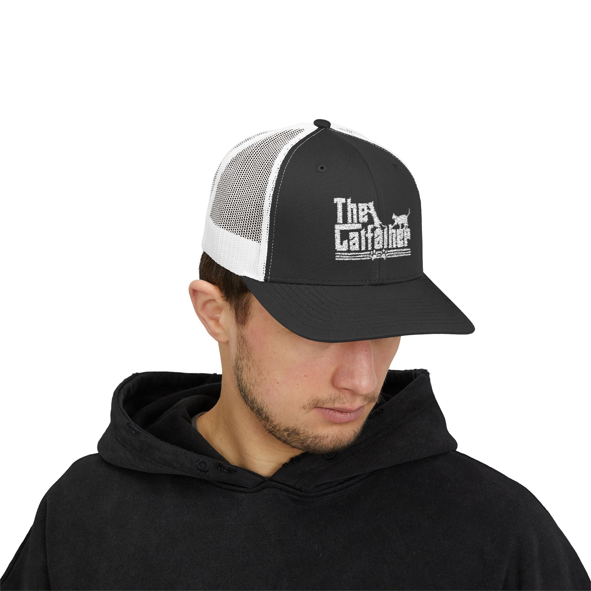 The Catfather Trucker Hat, Embroidered Cap, Cat Lover Gift for Dad, Fathers Day Gift, Cat Owner Gift for Husband, Cat Dad Hat, Trucker Cat Hat