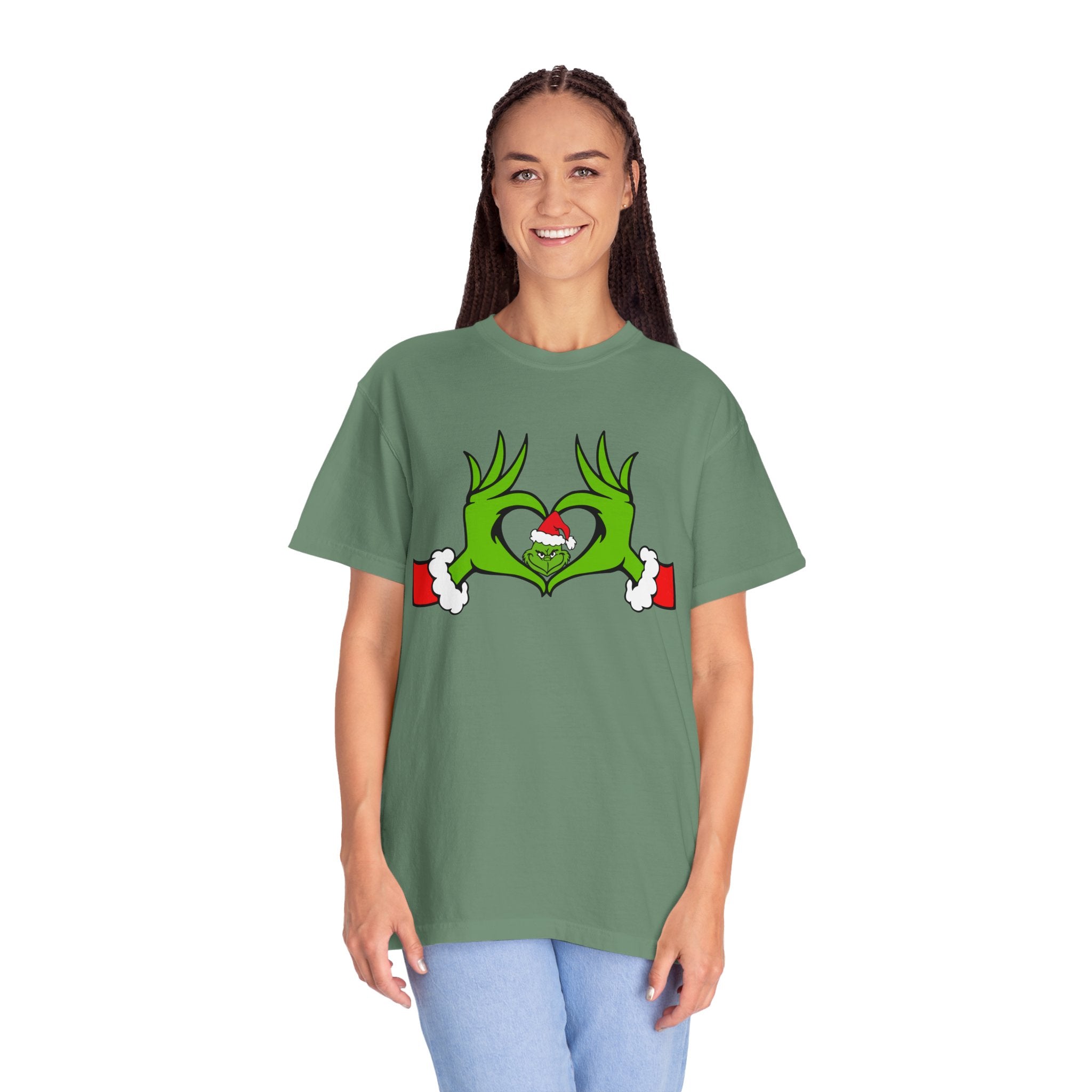 Grinch Heart Hands Graphic Tees, Grinch T-Shirt, Christmas Shirt, Xmas Clothing, Holiday T Shirts, Christmas Gifts, Christmas Party Shirt, Grinchmas T-shirt