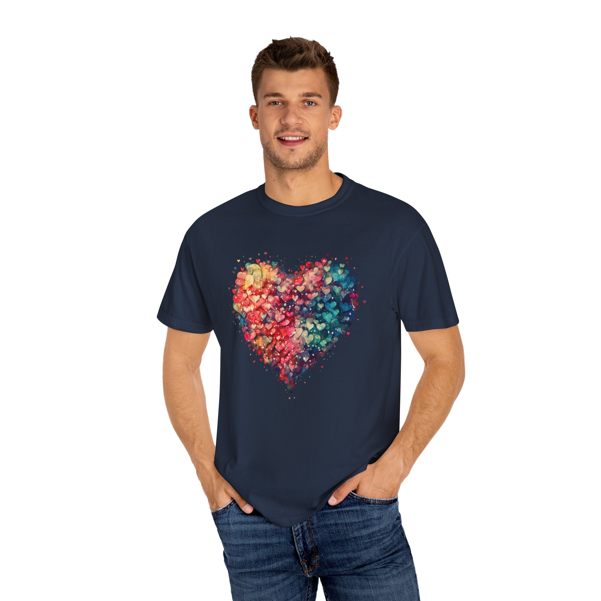Valentines Watercolor Hearts Shirt, Comfort Color Valentines Day Shirt, Womens Valentines Day Gift, Cute Heart Valentines Love Shirt