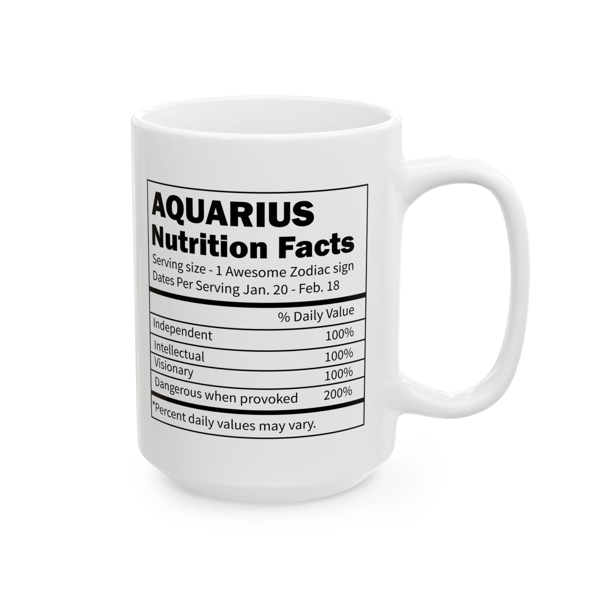 Aquarius Zodiac Mug, Aquarius Mug, Aquarius Birthday Gift, Aquarius Nutrition Facts, Horoscope Mugs, Astrology Gift