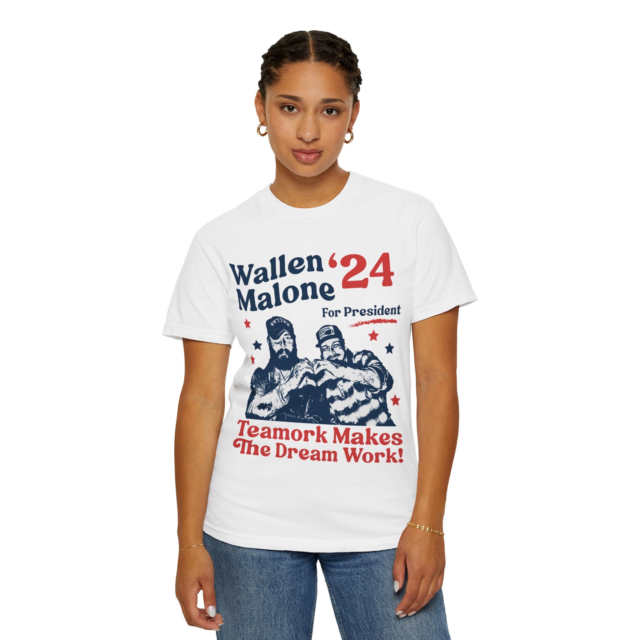 Wallen Malone 2024 For President, Funny '24 Election Graphic Tee, Vintage Inspired Humor Concert Music T-Shirt, Had Some Help