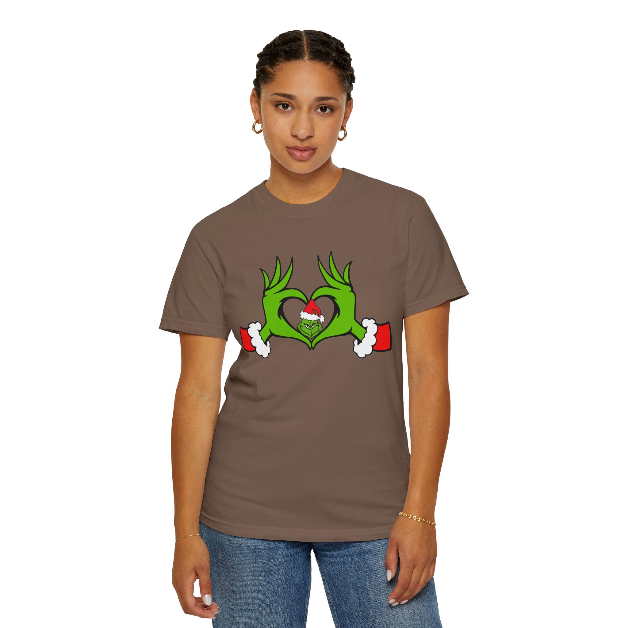 Grinch Heart Hands Graphic Tees, Grinch T-Shirt, Christmas Shirt, Xmas Clothing, Holiday T Shirts, Christmas Gifts, Christmas Party Shirt, Grinchmas T-shirt