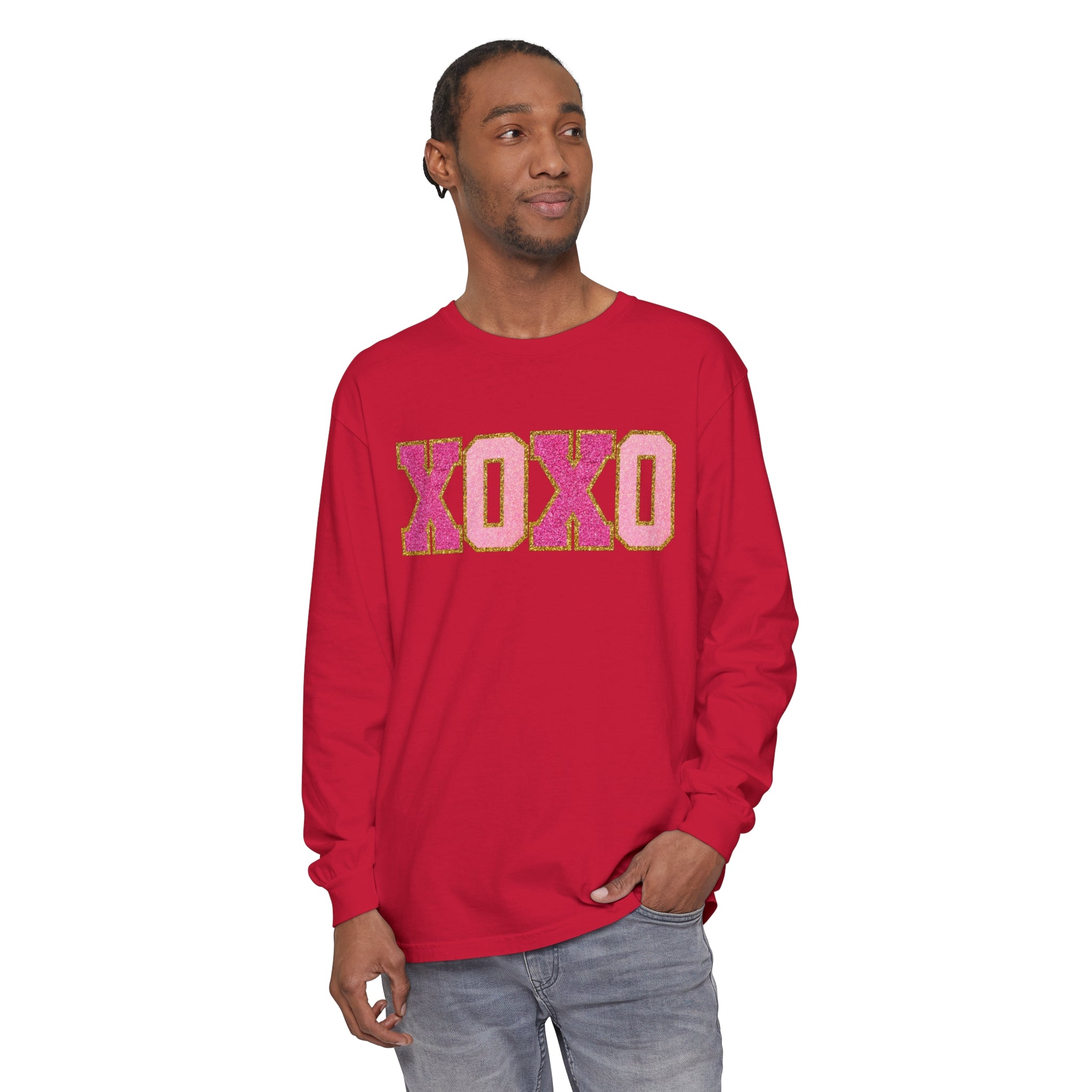 Long Sleeve XOXO Shirt, Valentines Day, Pink XOXO Long Sleeve, Valentines Day XOXO Hearts Shirt