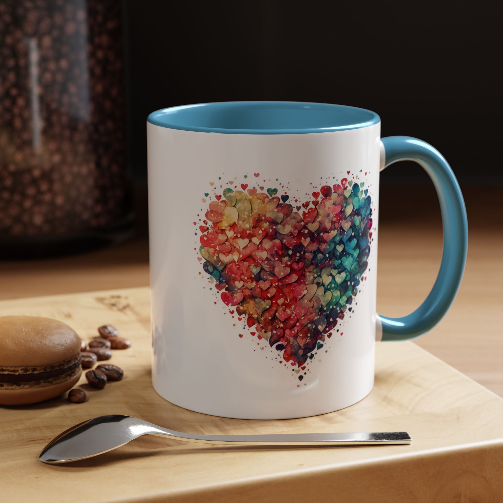 Watercolor Heart Coffee Mug, Heart Mug, Two-Tone Coffee Mugs, 11oz & 15oz Mug, Watercolor Heart Mug
