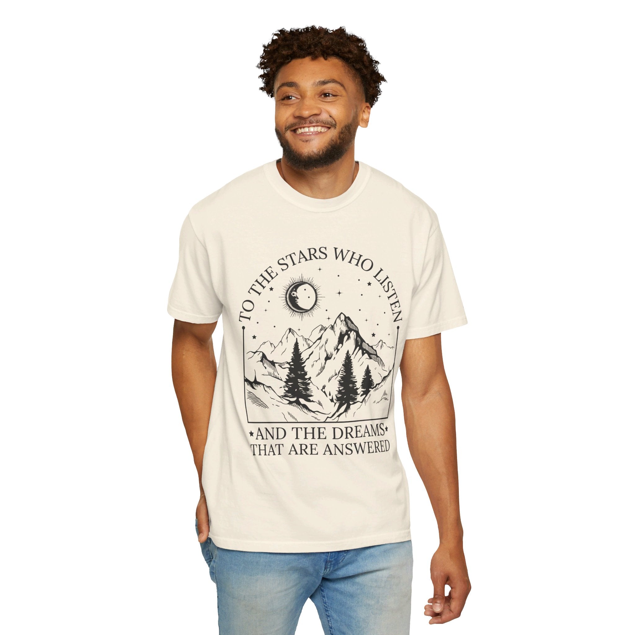 To The Stars Who Listen and the Dreams that are Answered T Shirt, City of Starlight Shirt, Night Court Shirt, Mountain and Stars Tee