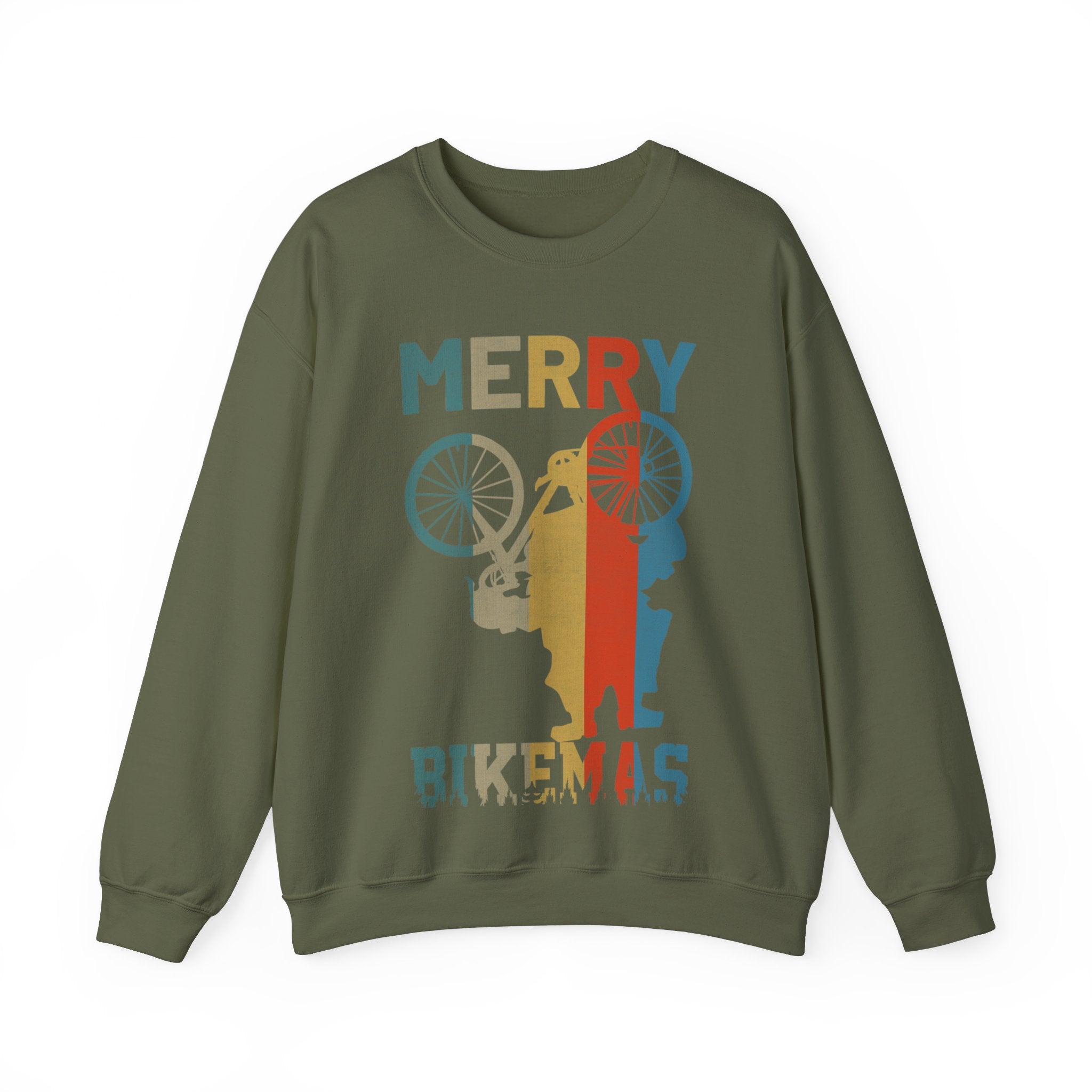 Retro Vintage Christmas Cyclist Sweatshirt, Merry Bikemas Shirt, Christmas Sweatshirt, Holiday shirt, Holiday Gifts