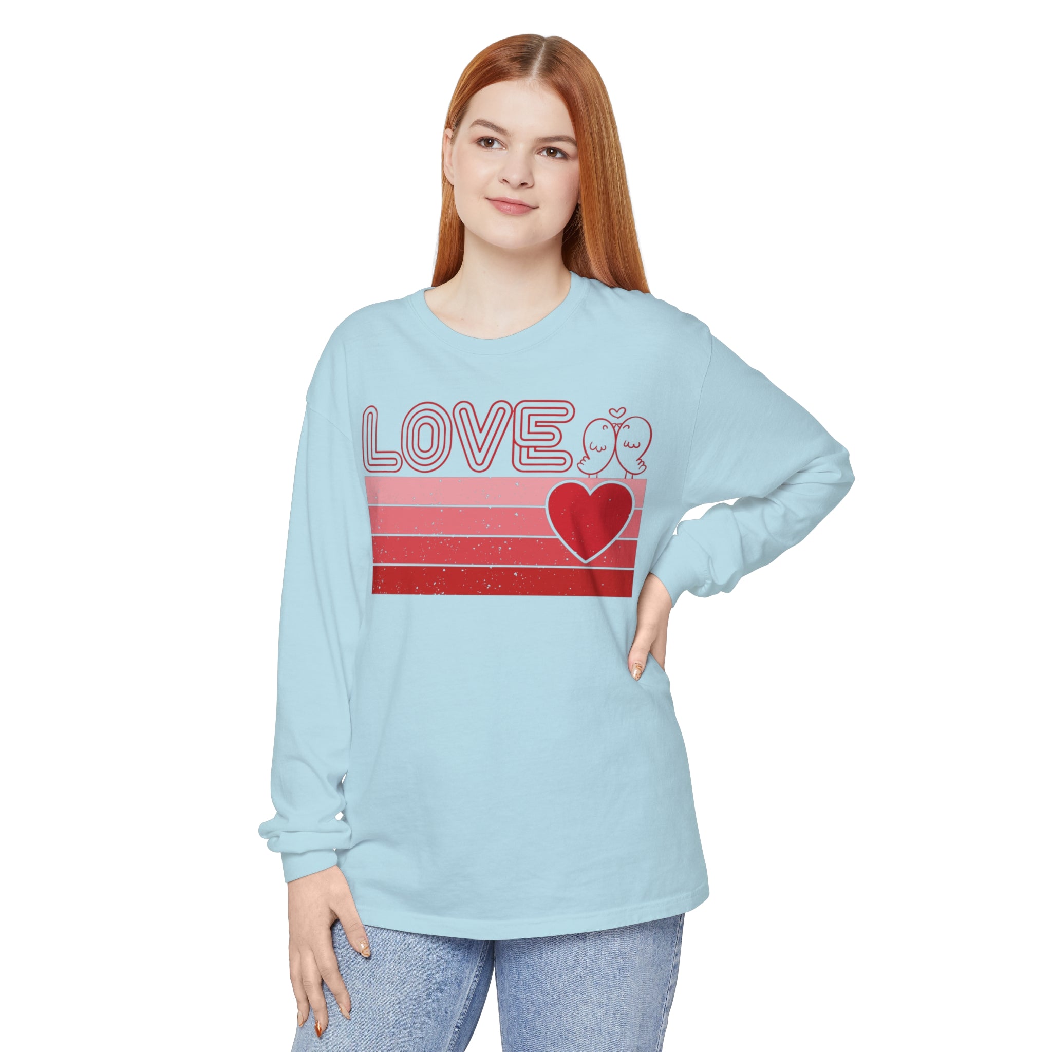 Retro Love Valentines Day Long Sleeve T-Shirt, Valentines Day Shirts For Woman, Heart Shirt, Cute Valentine Shirt, Valentines Day Gift, Valentines Gift