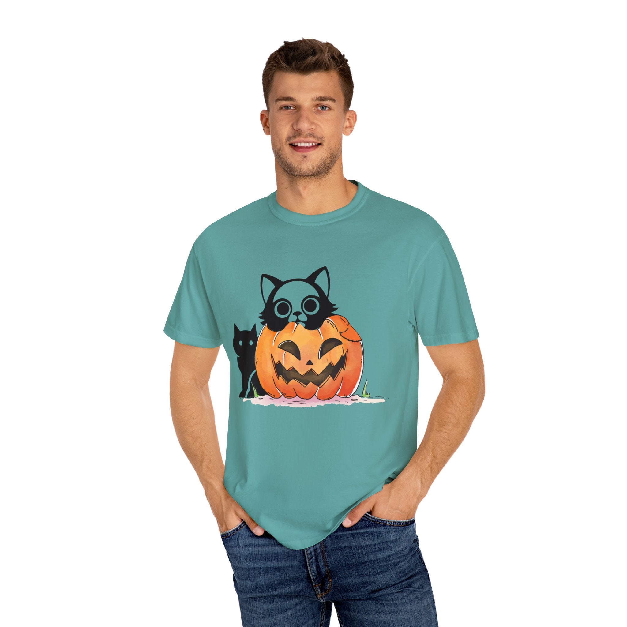 Vintage 90s Cat Halloween Shirt, Retro Halloween Shirt, Spooky Season Tee, Pumpkin Shirt, Halloween Shirt, Vintage Halloween Shirt