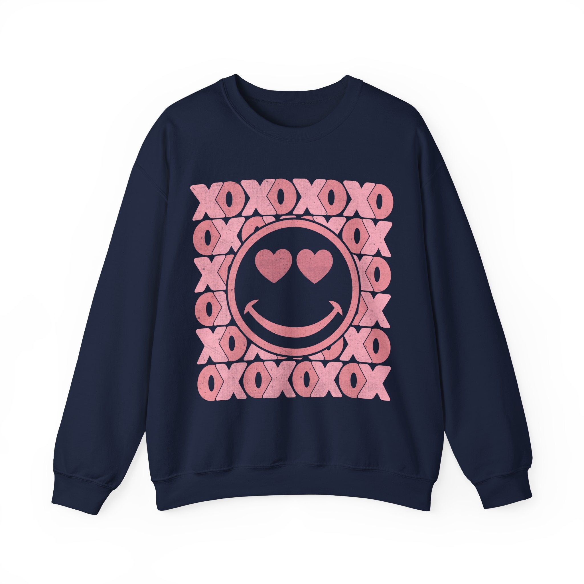 XOXO Smiley Face Sweatshirt, Valentines Smile Shirt, Retro Happy Face Crewneck, Trendy Sweatshirt, Cute Valentines Outfit