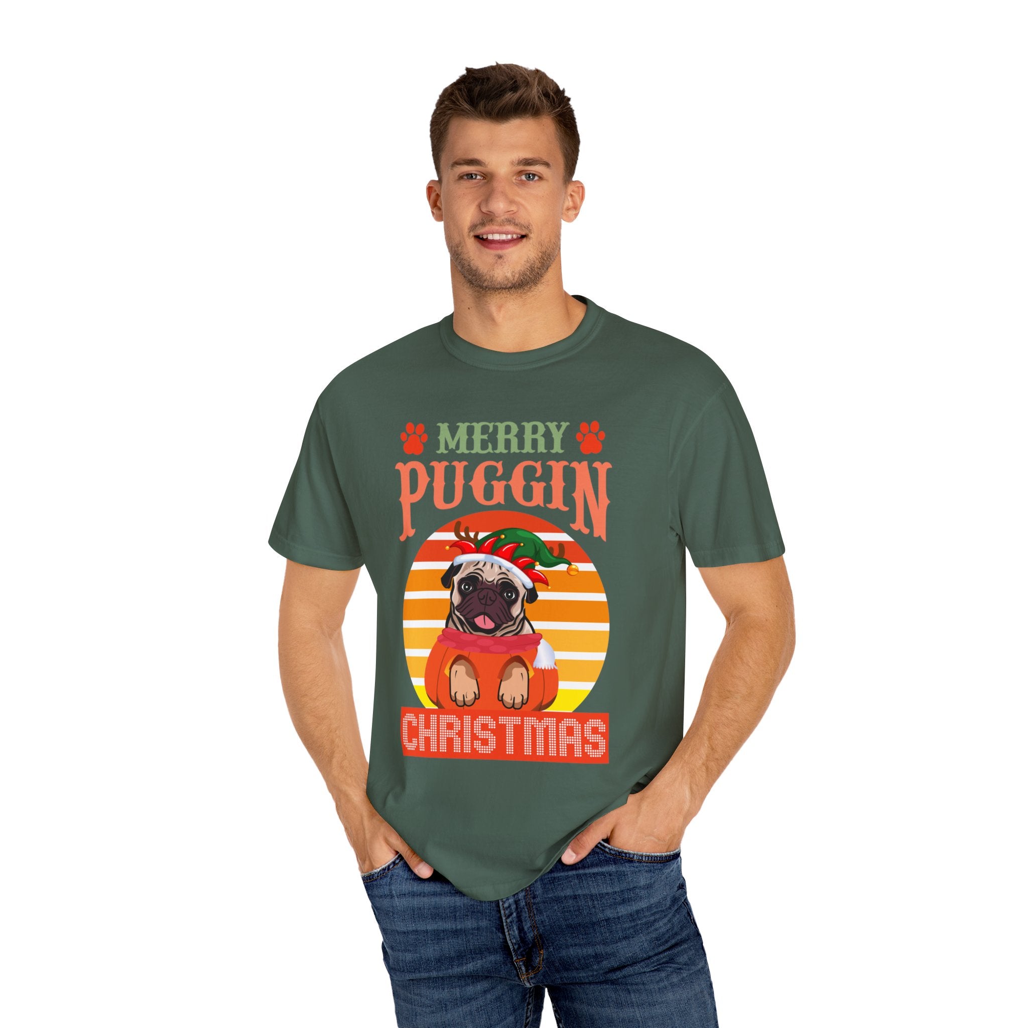 Merry Puggin Christmas Tshirt, Holiday Santa Pug Shirt, Santa Pug Shirt, Christmas Pug Shirt, Pug In Santa Hat