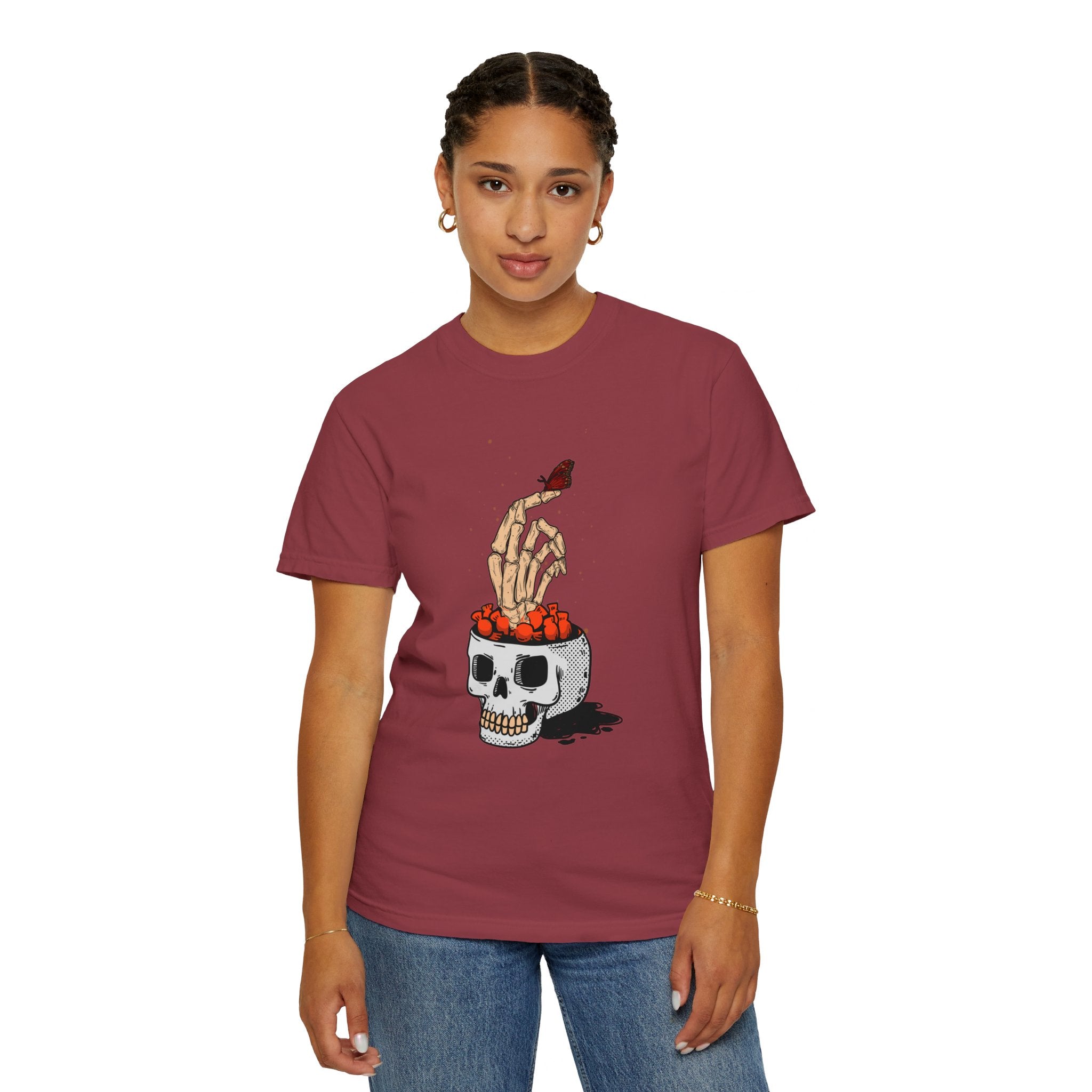 Skull skeleton hand halloween T-Shirt, Skeleton Hand T-Shirt, Skeleton Shirt, Horror Gift, Skeleton Rock Tee, Rock and Roll Shirt, Comfort Colors Shirt